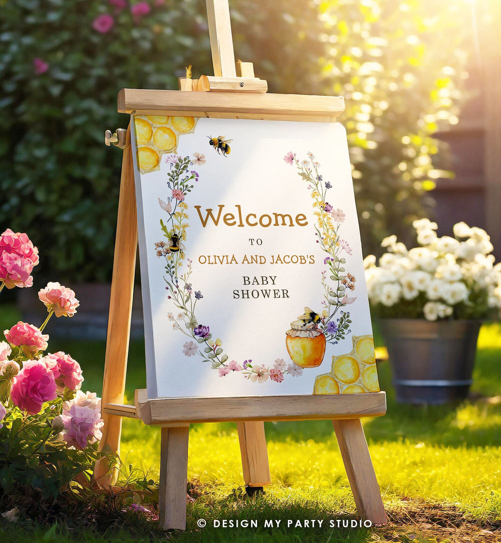 Editable Bee Welcome Sign Honey Baby Shower Mama to Bee Yard Sign Swee ...
