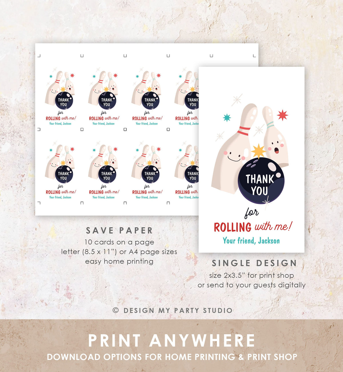 Editable Bowling Favor tags Bowling Party Boy Bowling Thank you tags Label tags Rolling With Me Labels Bowling Birthday Template Corjl 0505