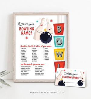 What Is your Bowling Name Game Bowling Birthday Party Game Strike Up Some Fun Activity Instant Download Fun Template Printable Corjl 0505
