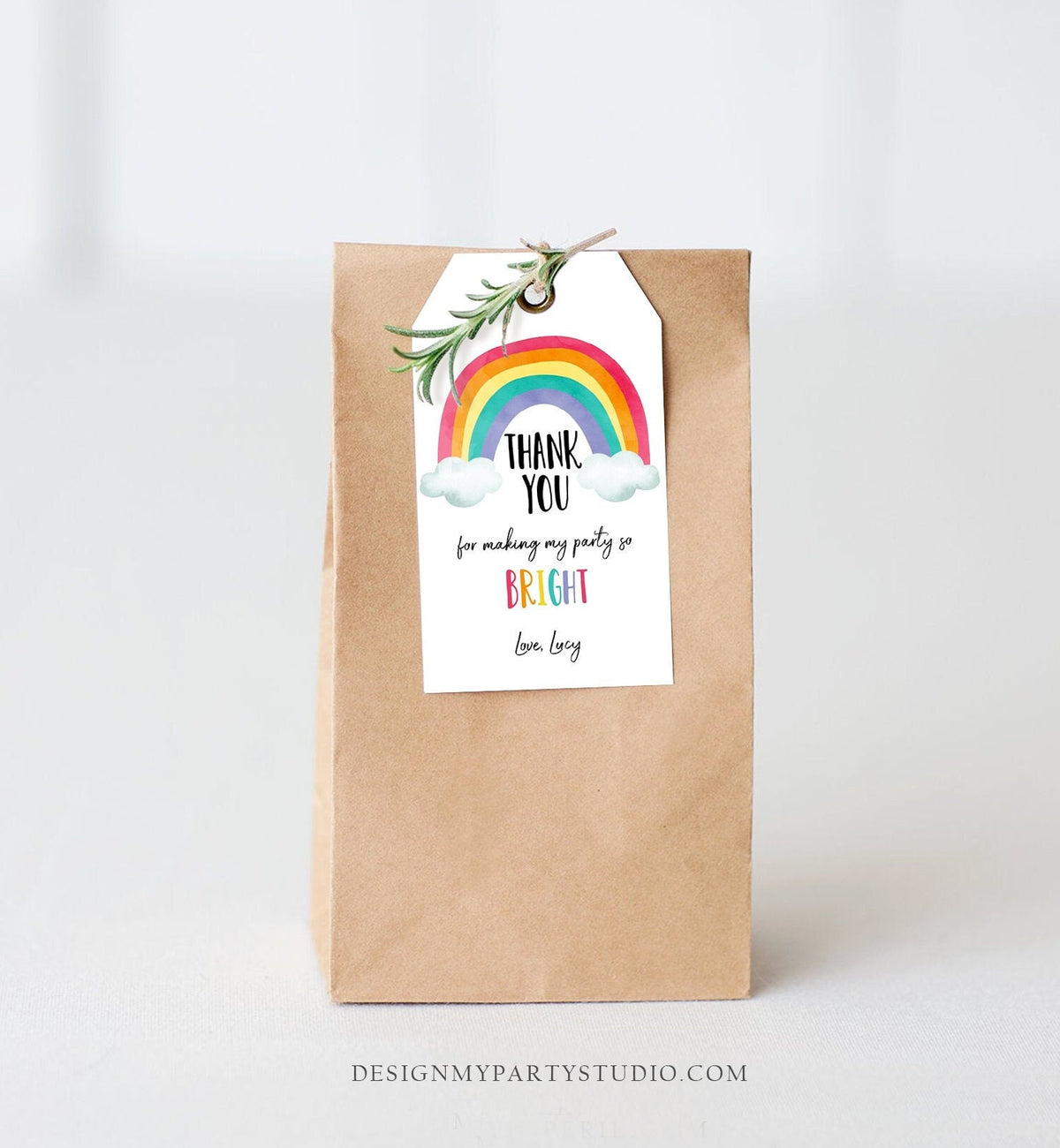 Editable Rainbow Favor Tags Rainbow Birthday Thank you tags Colorful Birthday Tags Girl Boy Neutral Colors Template PRINTABLE Corjl 0272