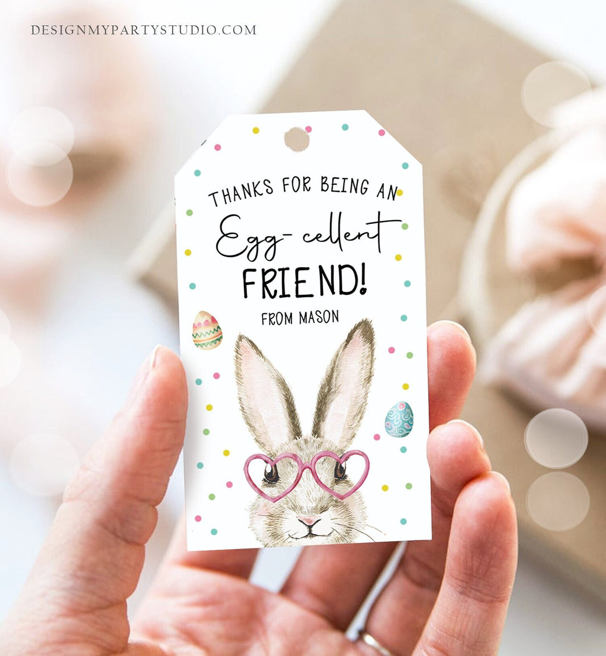 Editable Easter Friend Gift Tags Easter Eggcellent Friend Classroom Easter Favor Tags Kids Bunny Cookie Tag Kids Digital PRINTABLE 0449