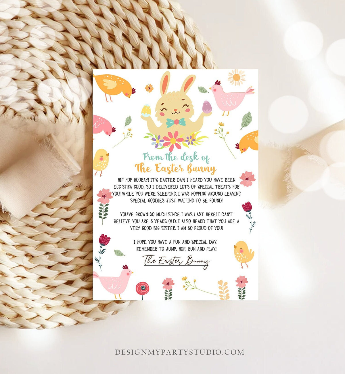 Editable Easter Bunny Letter Return Letter From The Desk Of Easter Letter Kids Easter Bunny Note Personalized Printable Template 0449