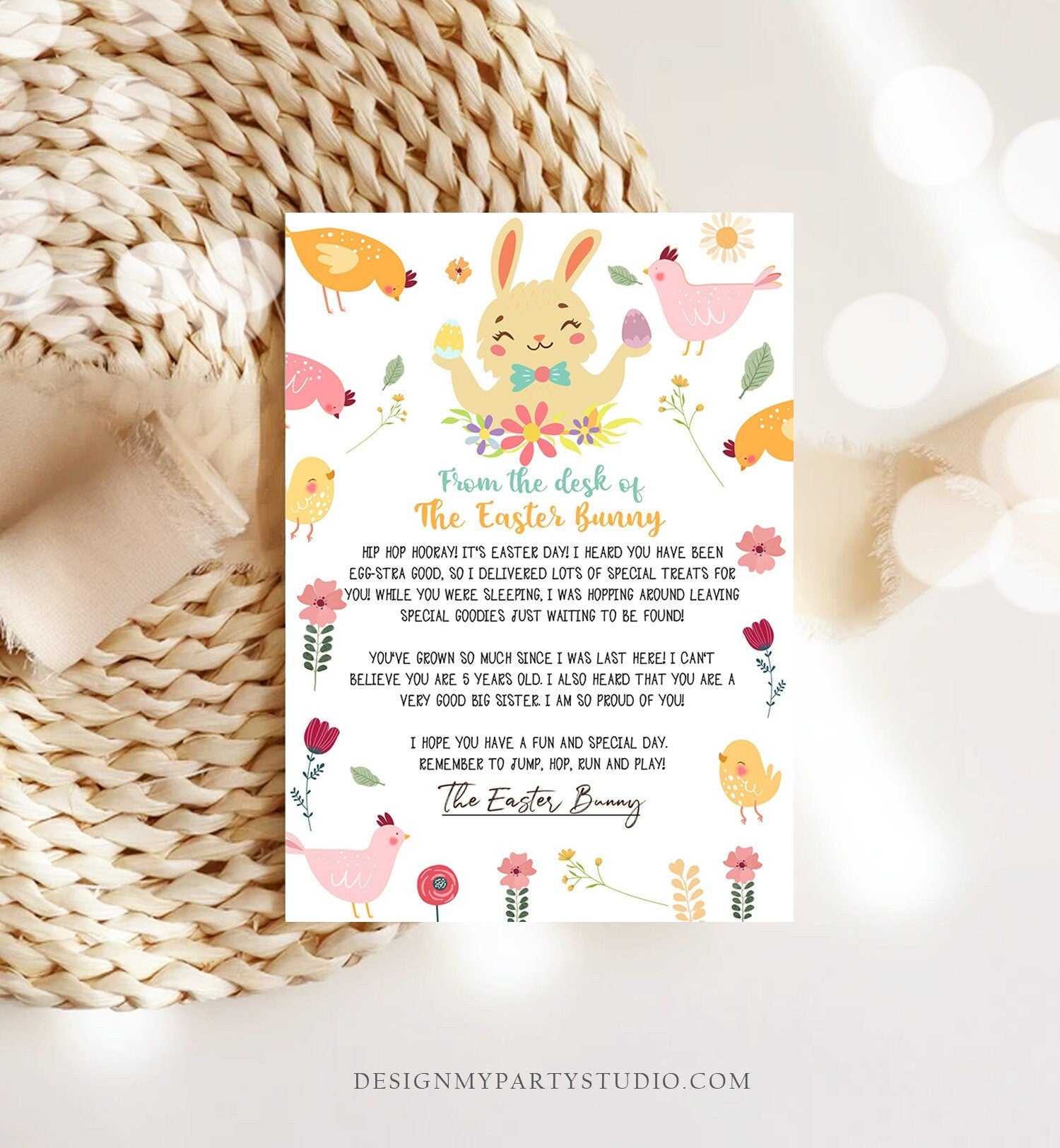 Editable Easter Bunny Letter Return Letter From The Desk Of Easter Letter Kids Easter Bunny Note Personalized Printable Template 0449