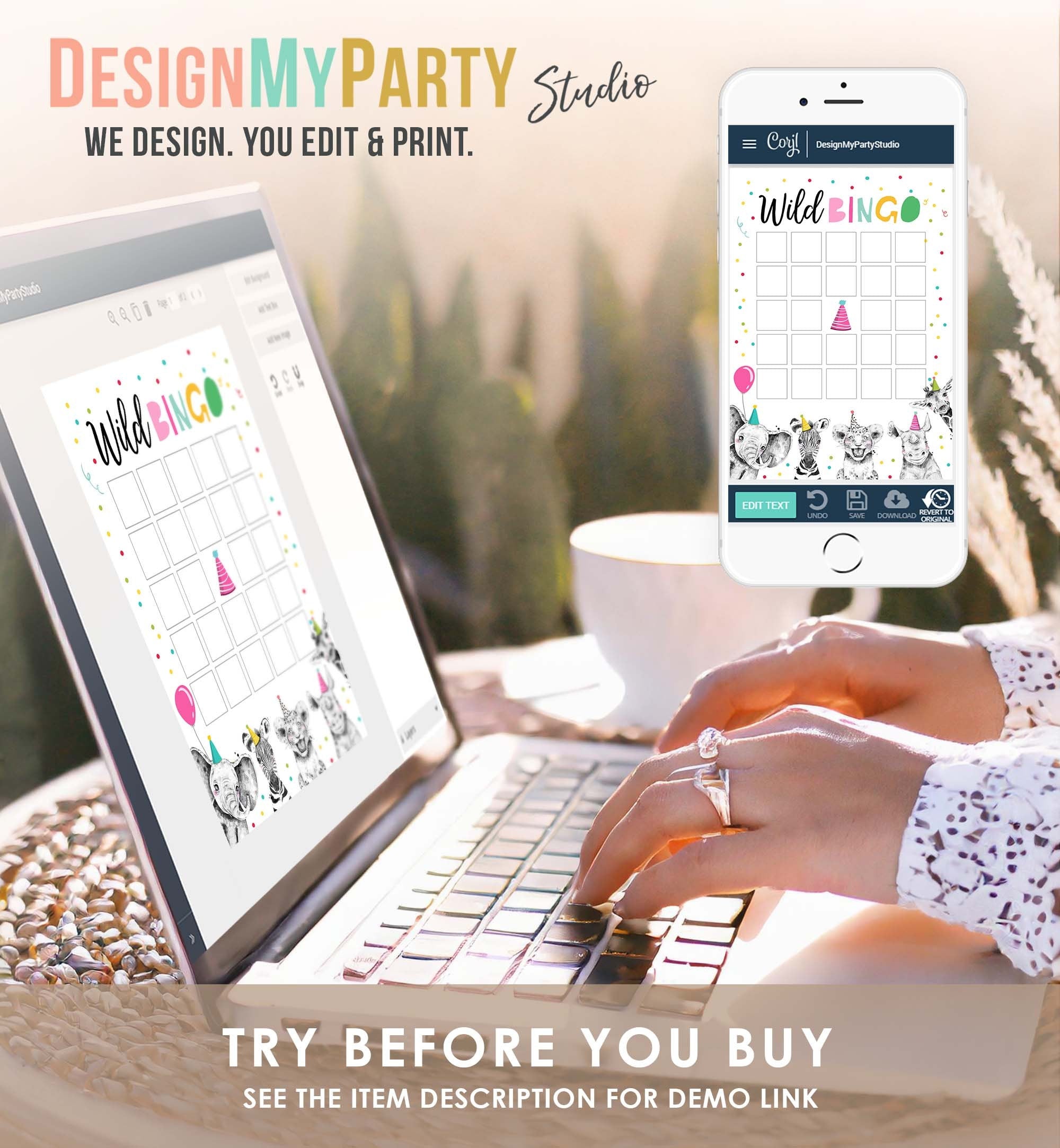 Editable Wild Bingo Birthday Game Party Animals Safari Animals Safari Bingo Work Party Classroom Activity Digital Template Printable 0322