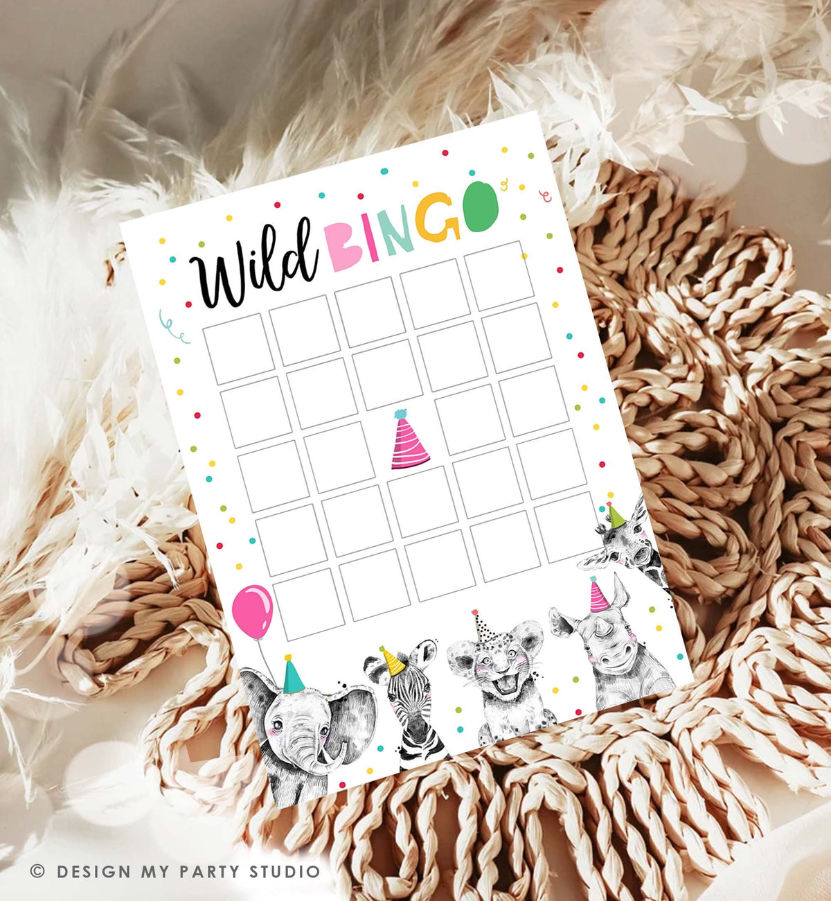 Editable Wild Bingo Birthday Game Party Animals Safari Animals Safari Bingo Work Party Classroom Activity Digital Template Printable 0322