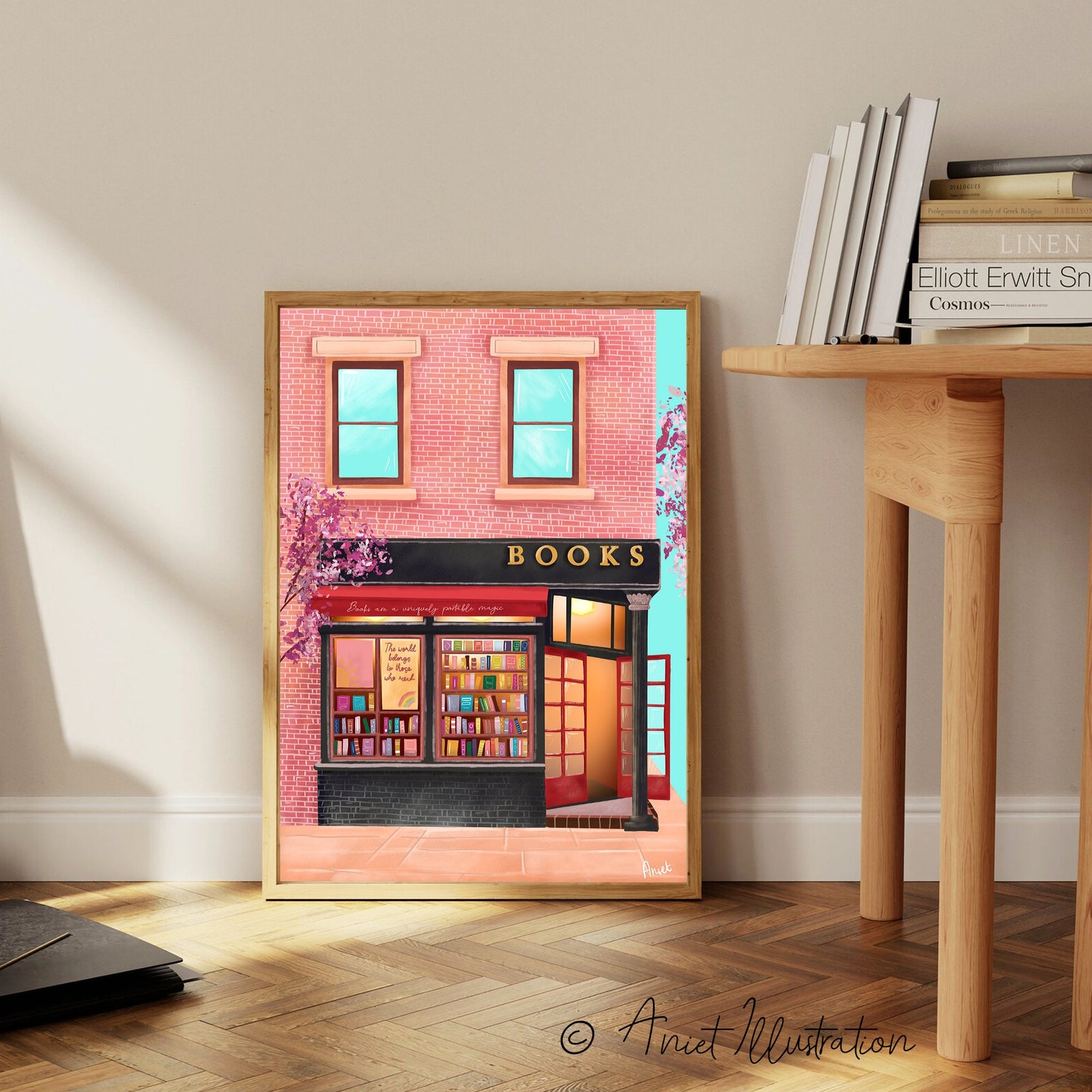 New York Bookshop Art Print Bookshop Art Book Store Reading Art Print Bookworm Art New York Print NYC Housewarming Gift Travel Poster 0511