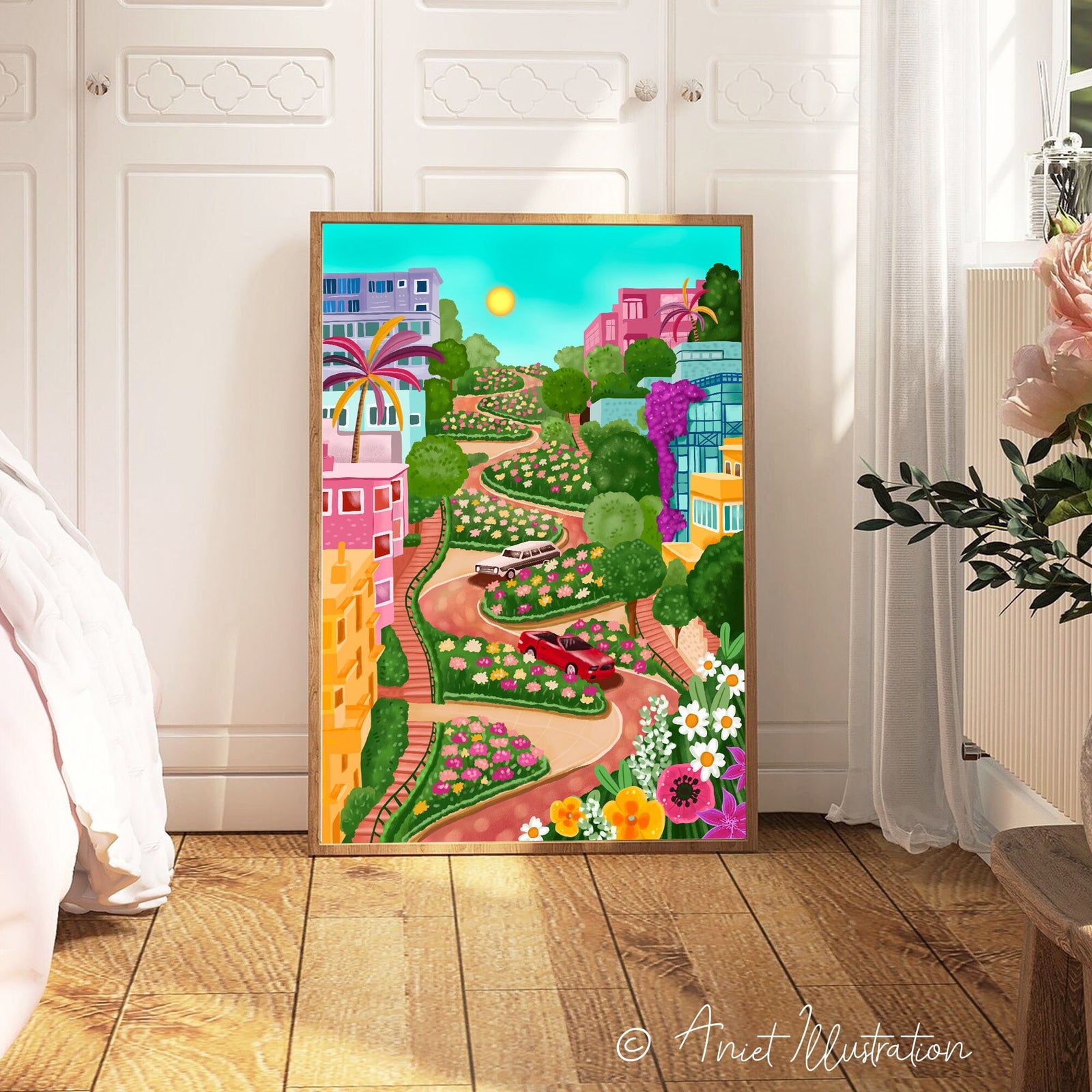 San Francisco Print Lombard Street Poster USA San Francisco Poster Home Decor America Vibrant Housewarming Gift Travel Poster Printable 0511