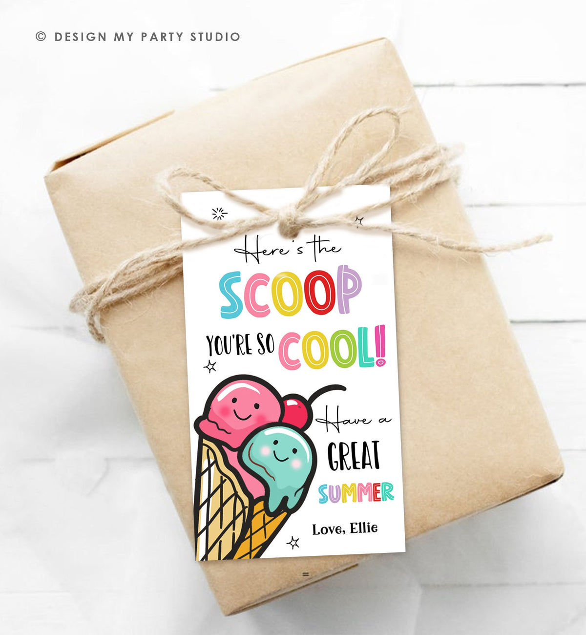 Editable Summer Ice Cream Teacher Appreciation Tag Kids End Of School Year Scoop Cool Thank You Classroom Digital Template Printable 0464