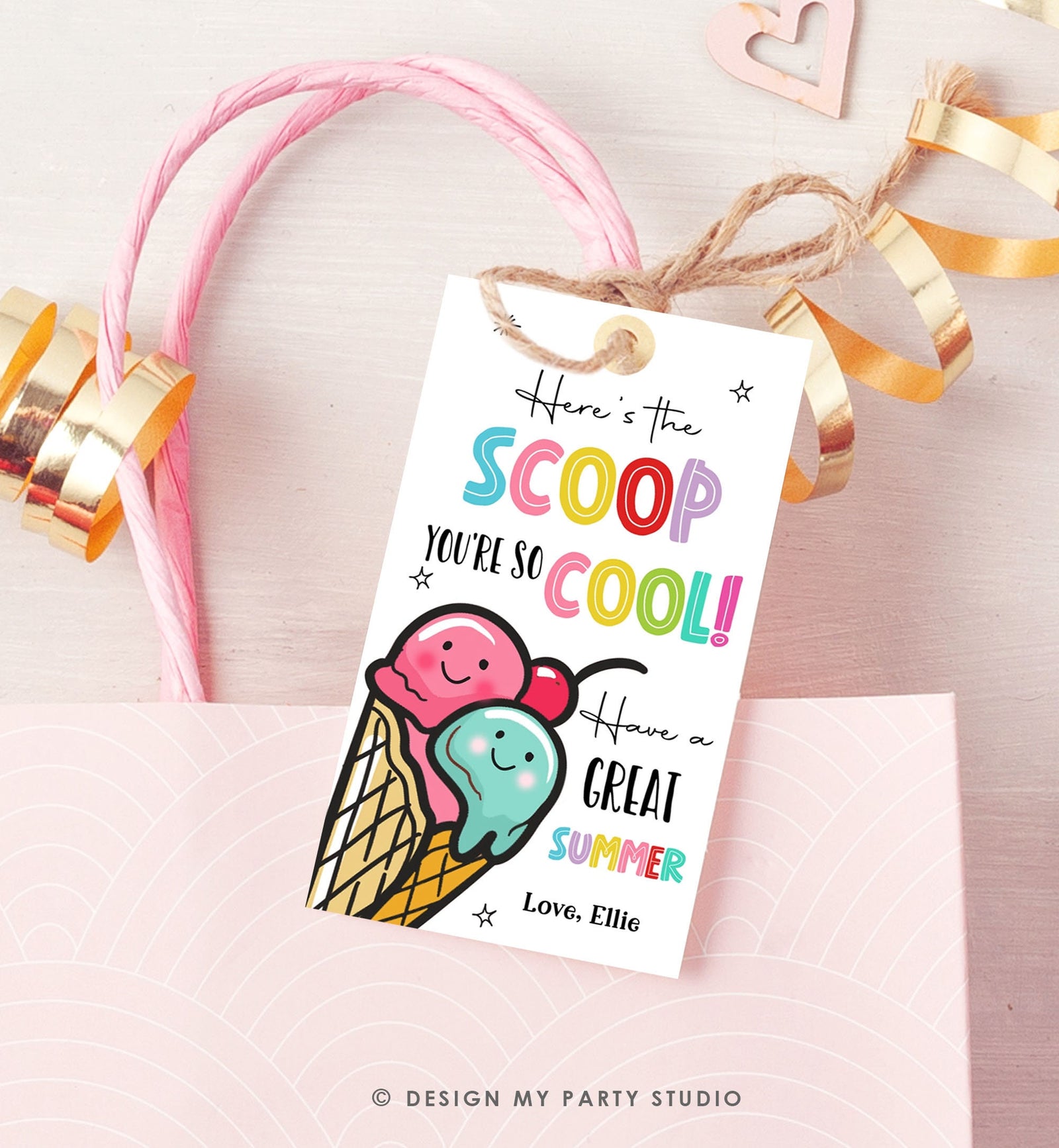 Editable Summer Ice Cream Teacher Appreciation Tag Kids End Of School Year Scoop Cool Thank You Classroom Digital Template Printable 0464