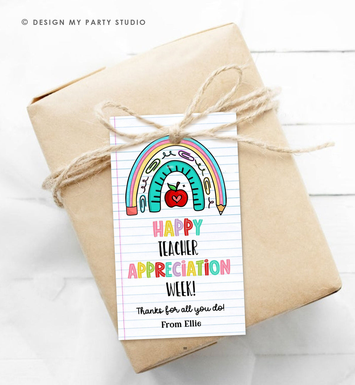 Editable Teacher Appreciation Tags Teacher Tag Thank you Gift Tag End of School Year Appreciation Week Rainbow Template Printable 0464