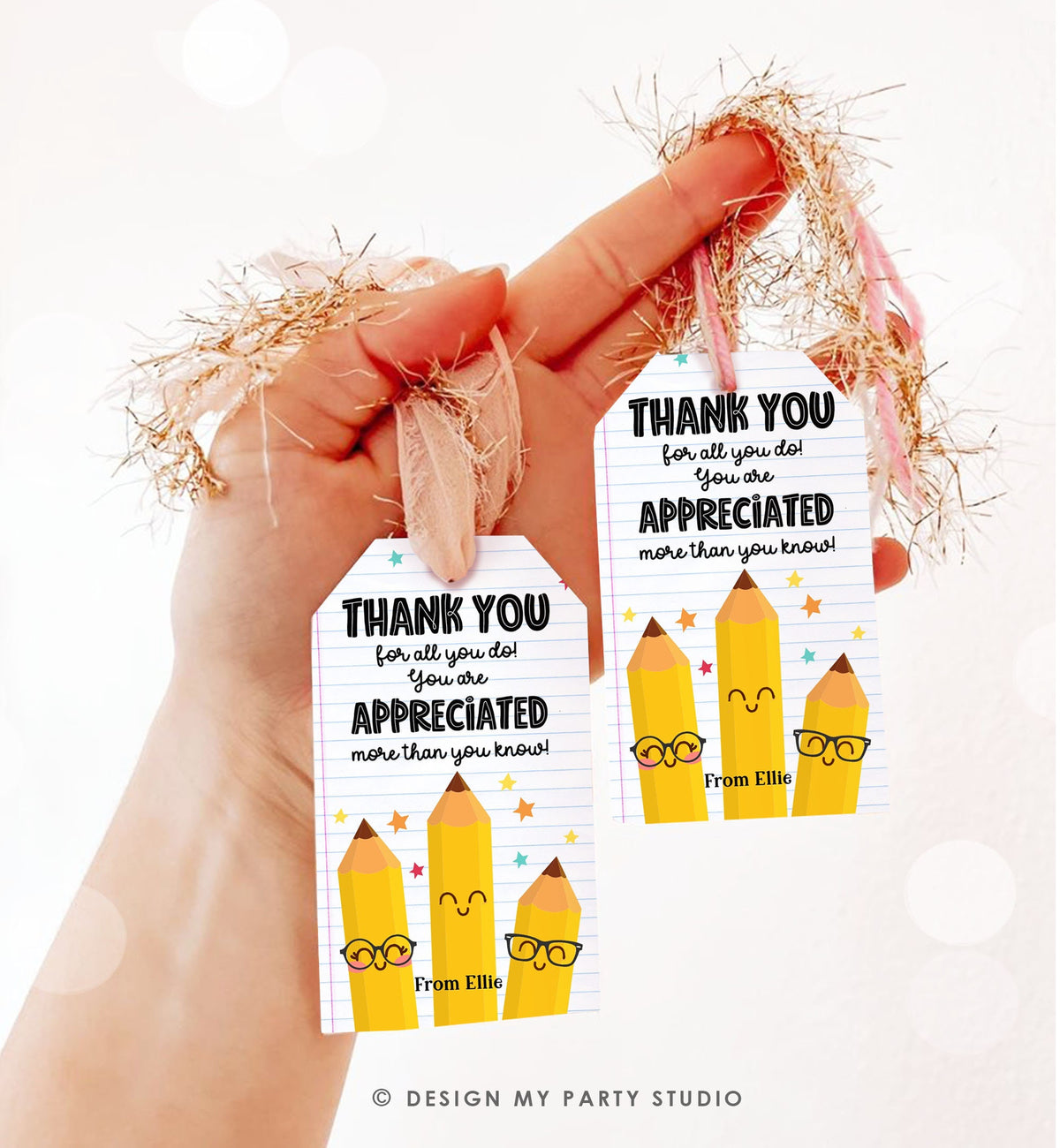 Editable Teacher Appreciation Tag Teacher Tag Thank You Gift Tag End of School Year Appreciation Week Pencil Digital Template Printable 0464