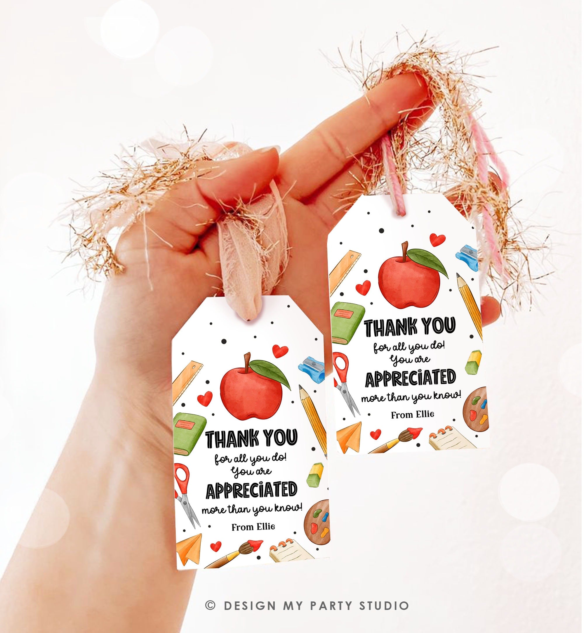 Editable Apple Teacher Appreciation Tag Teacher Thank You Gift End of School Year Appreciation Week Class Digital Template Printable 0464