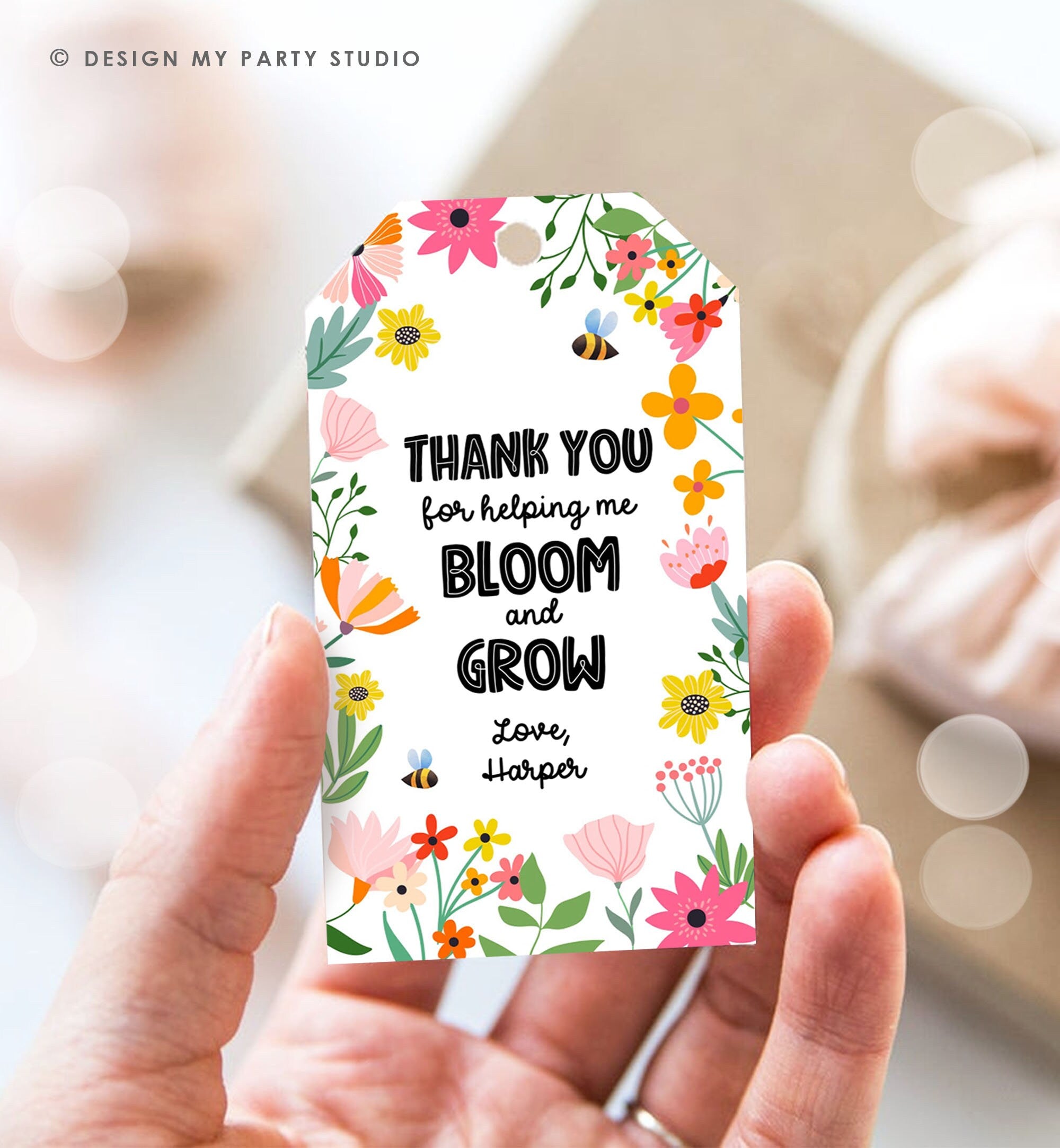 Editable Teacher Appreciation Tags Thank You for Helping me Bloom Plant Flower Gift Tag Cactus Plant Tag Digital Template Printable 0464