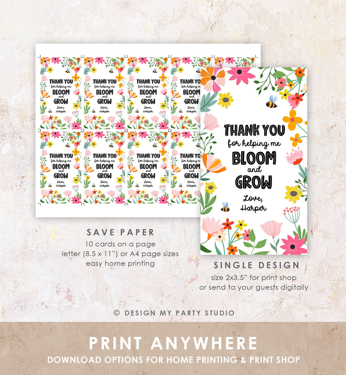 Editable Teacher Appreciation Tags Thank You for Helping me Bloom Plant Flower Gift Tag Cactus Plant Tag Digital Template Printable 0464