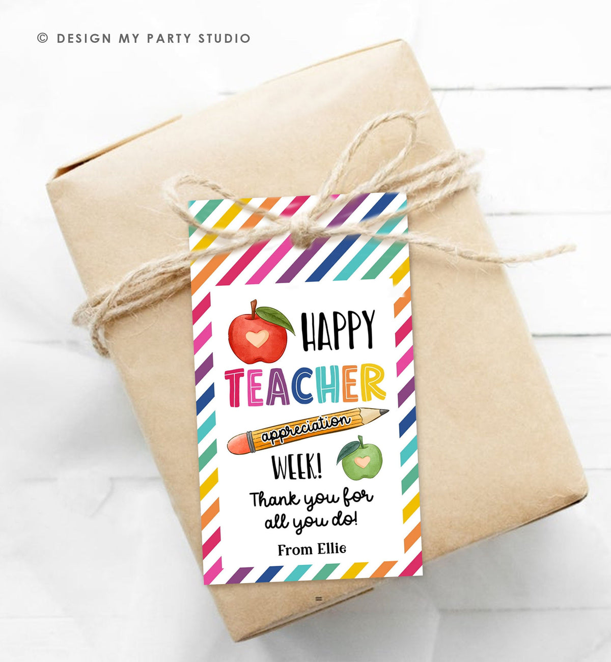 Editable Happy Teacher Appreciation Week Tags Teacher Tag Thank you Gift Tag Rainbow Pencil Apple Teacher Digital Template Printable 0464