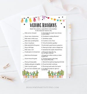 Editable Wedding Traditions Bridal Shower Game Cactus Fiesta Guessing Game Wedding Shower Activity Mexican Corjl Template Printable 0254