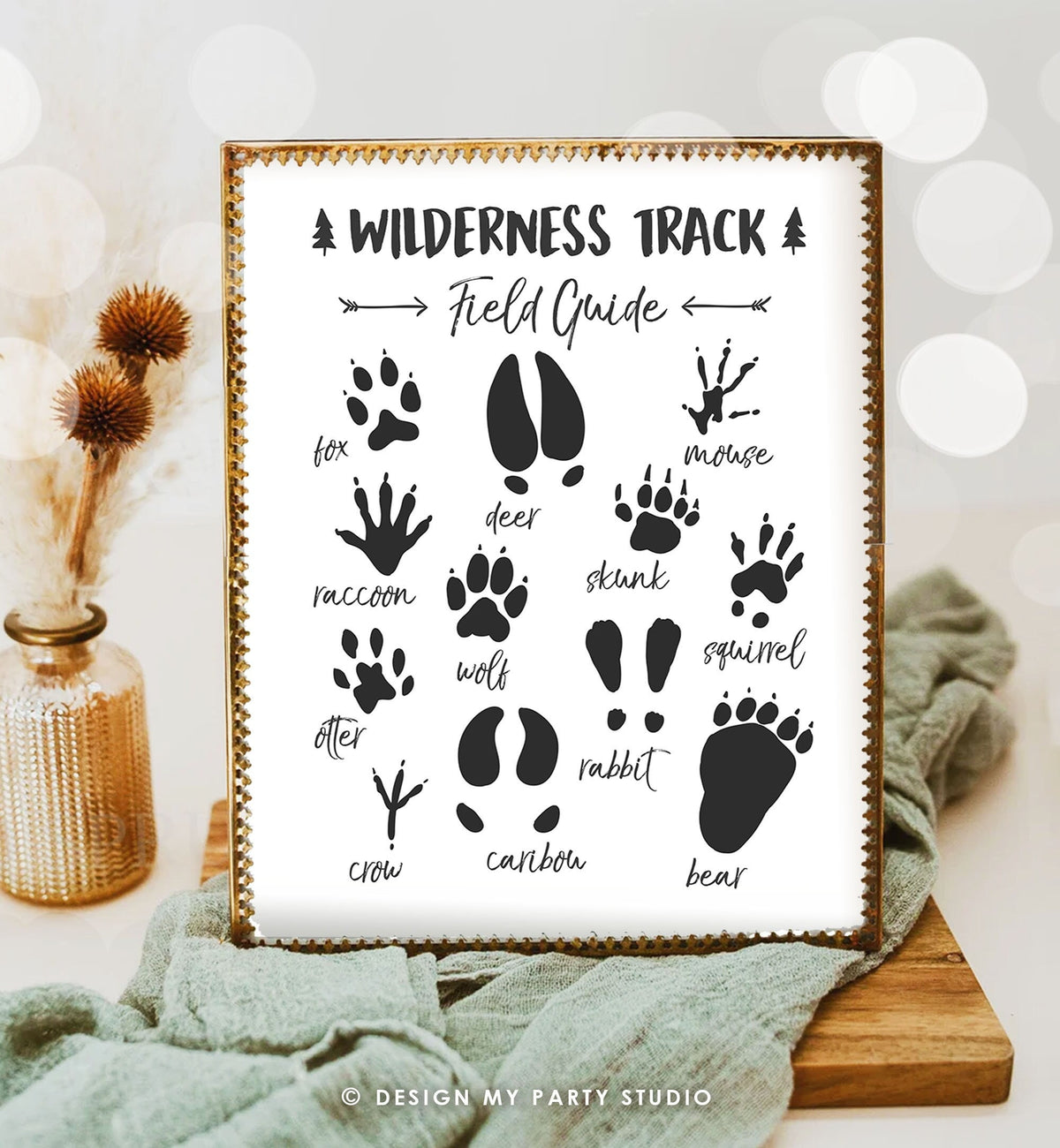 Animal Track Field Guide Woodland Nursery Woodland Wall Decal Wilderness Birthday Decor Wildlife Wild One Digital PRINTABLE Download 8x10