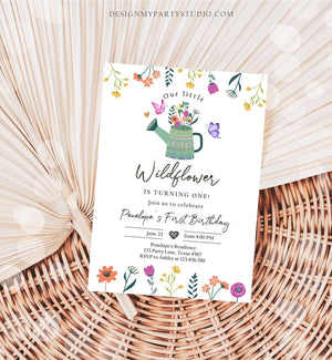 Editable Wildflower First Birthday Invitation 1st Birthday Girl Wild Flower Garden Party Boho Floral Download Corjl Template Printable 0396