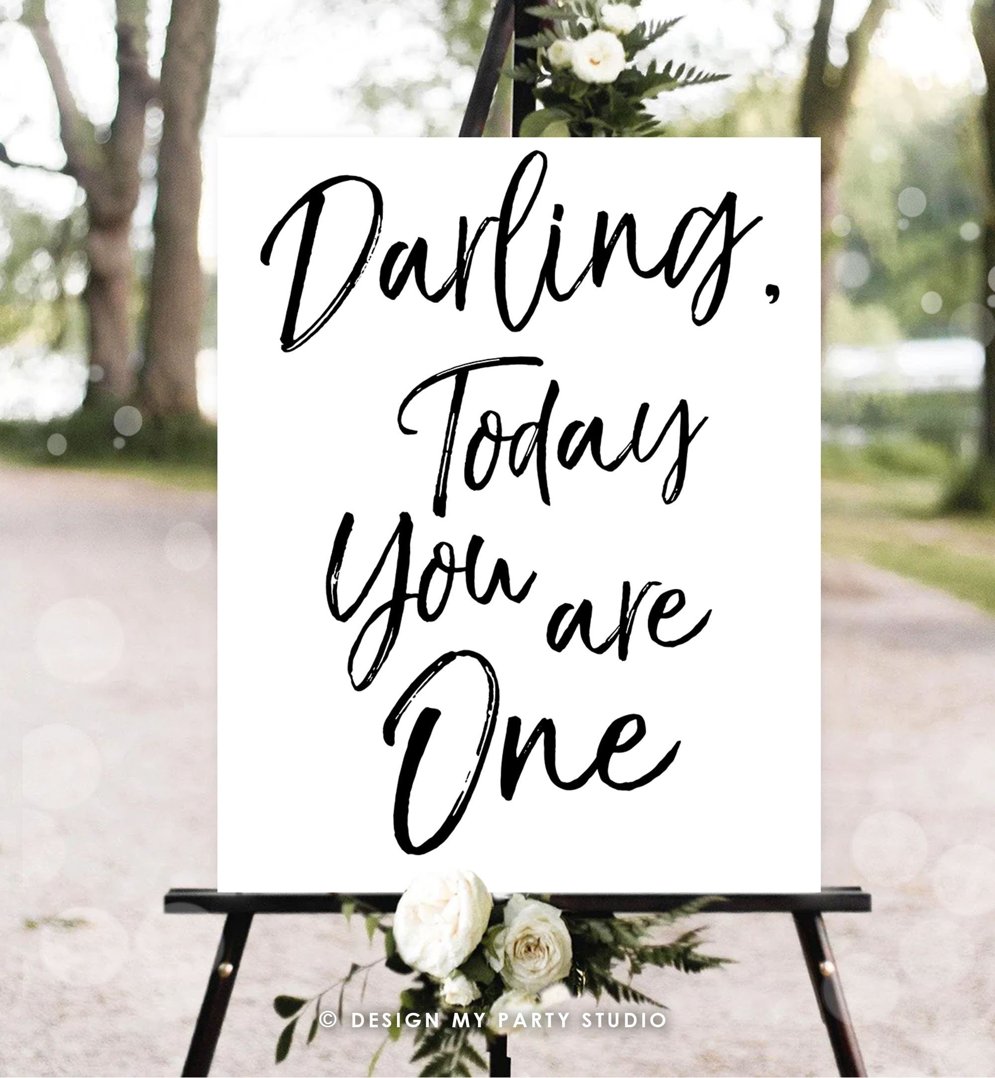 Editable ANY AGE Birthday Photo Prop Darling Today You Are One Party Decor 1st Birthday Cake Smash Photo Ideas Girl Template Corjl PRINTABLE