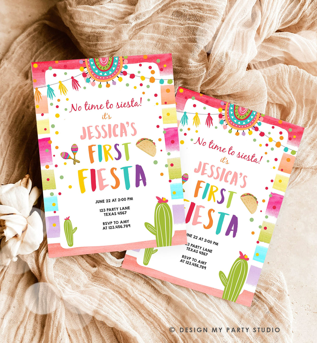 Editable First Fiesta Invitation 1st Fiesta Birthday Boho Mexican Cactus Succulent Desert Floral Girl Digital Evite Template Printable 0134