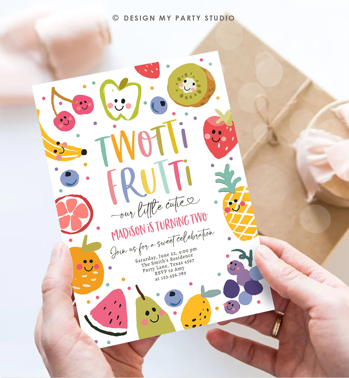 Editable Two-tti Frutti Birthday Invitation Twotti Frutti Party Fruit Tropical Summer Two Girl Download Printable Template Digital 0510
