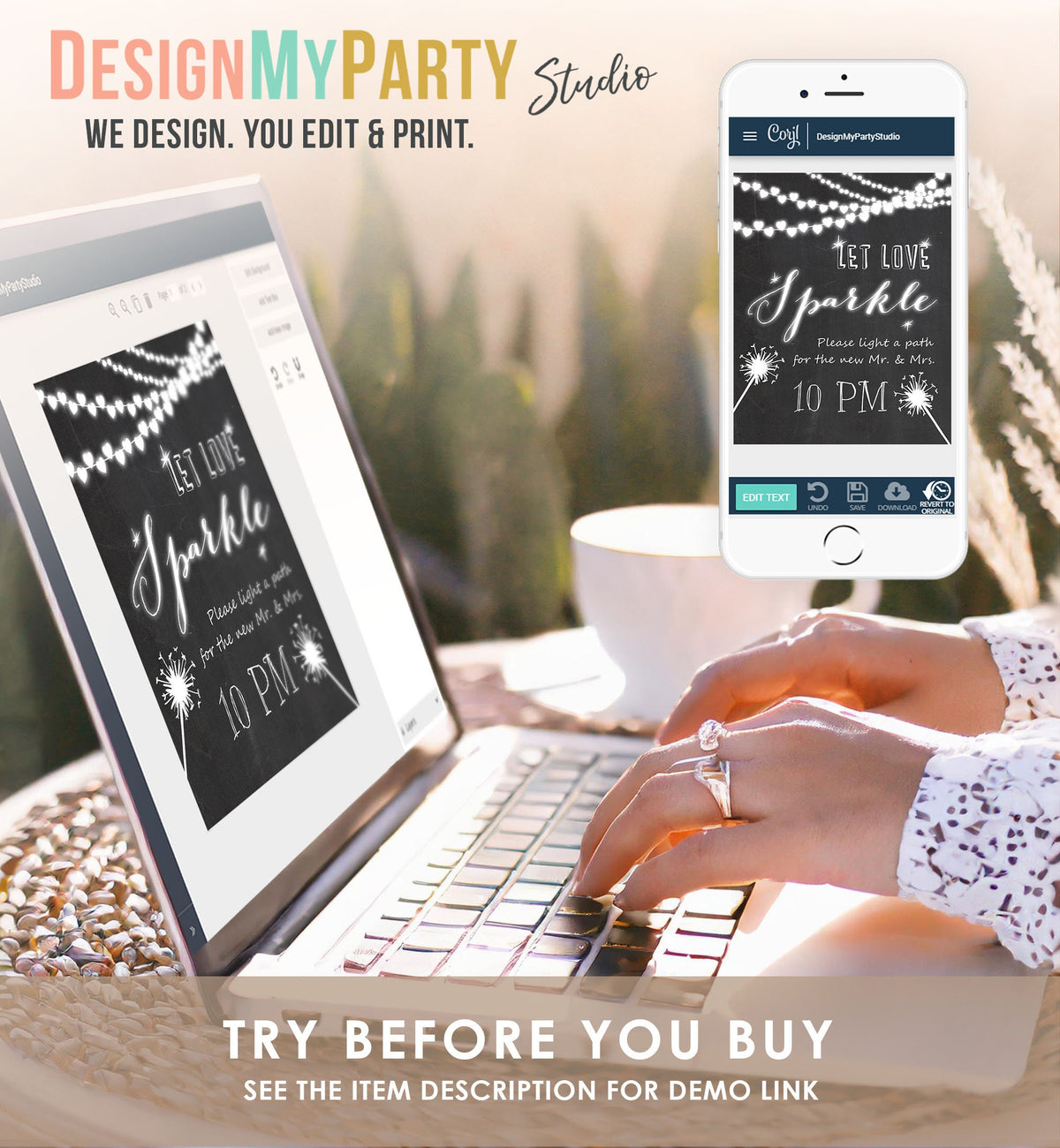 Editable Let Love Sparkle Wedding Sign Send Off Rustic Wedding Decor Wedding Signage Light a Path Sparkle Digital Template Printable 0110