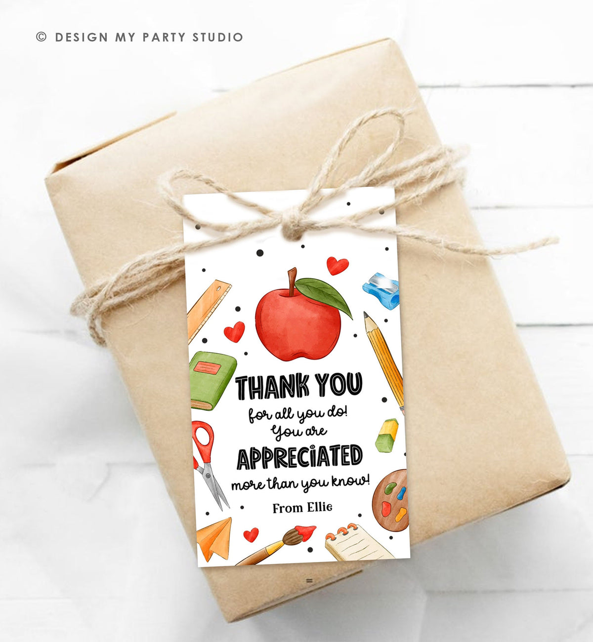 Editable Apple Teacher Appreciation Tag Teacher Thank You Gift End of School Year Appreciation Week Class Digital Template Printable 0464