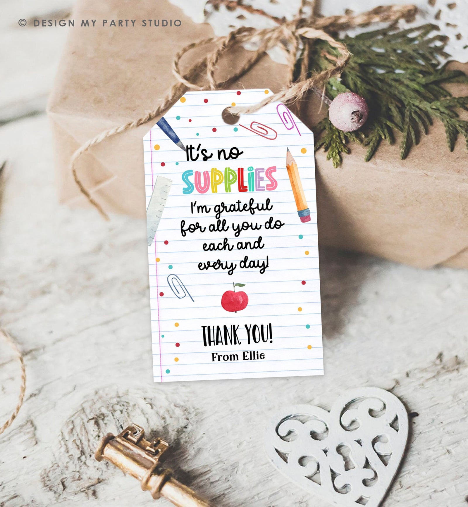 Editable Teacher Appreciation Tags Teacher Tag End of School Year Appreciation Week It's No Supplies You're Amazing Template Printable 0464