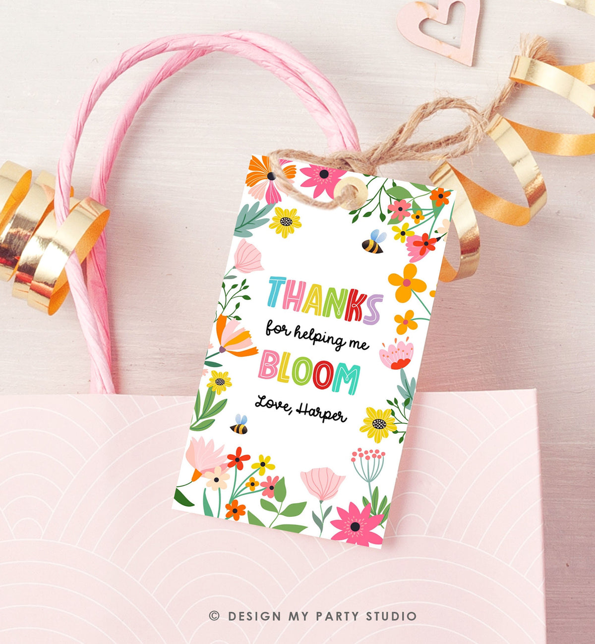 Editable Teacher Appreciation Tags Thank You for Helping me Bloom Plant Flower Gift End of School Digital Download Template Printable 0464