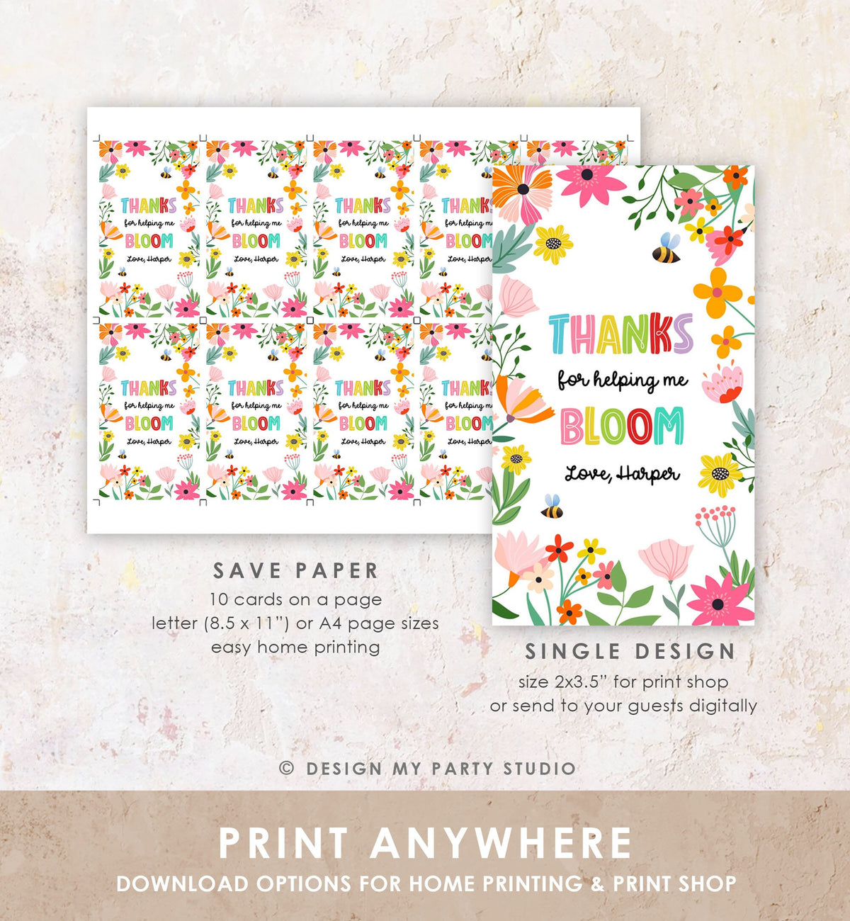 Editable Teacher Appreciation Tags Thank You for Helping me Bloom Plant Flower Gift End of School Digital Download Template Printable 0464