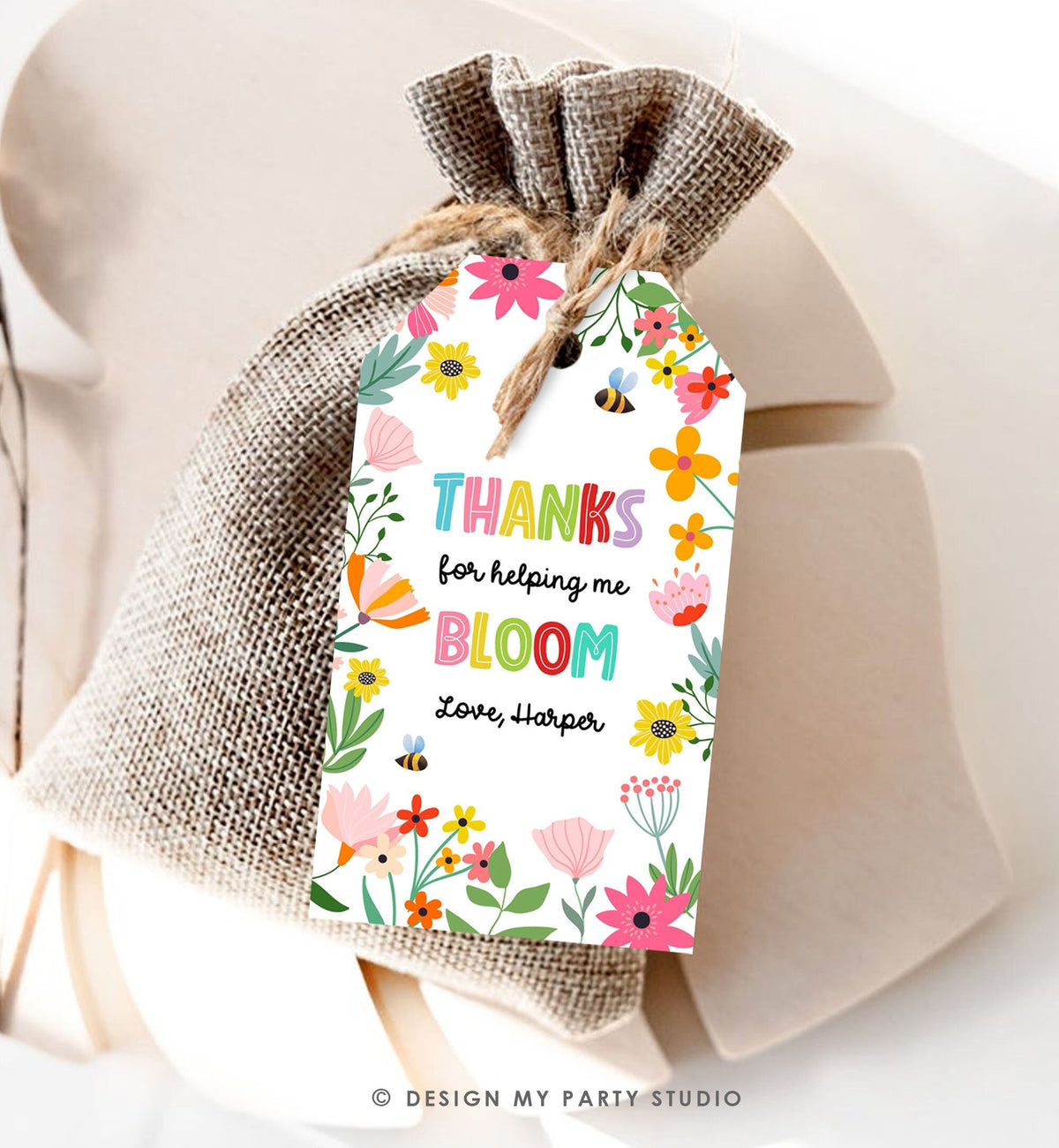Editable Teacher Appreciation Tags Thank You for Helping me Bloom Plant Flower Gift End of School Digital Download Template Printable 0464