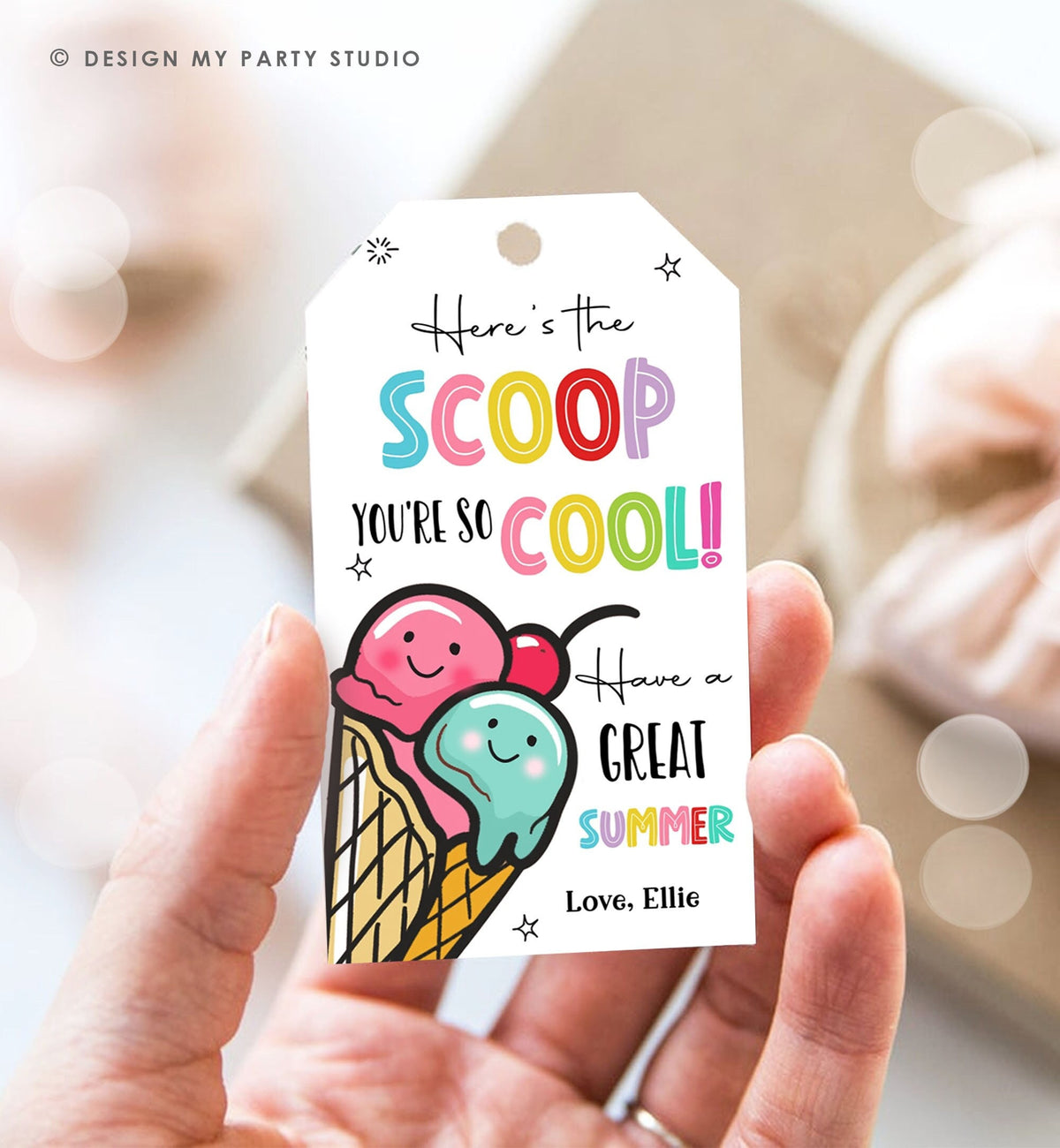 Editable Summer Ice Cream Teacher Appreciation Tag Kids End Of School Year Scoop Cool Thank You Classroom Digital Template Printable 0464