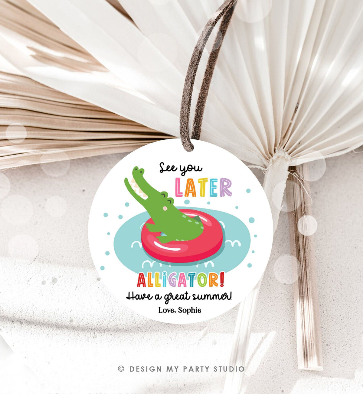 Editable Last Day of School Tag Alligator Summer End Of School Year Tag Summer Party Treat Digital Download Template Printable 0464