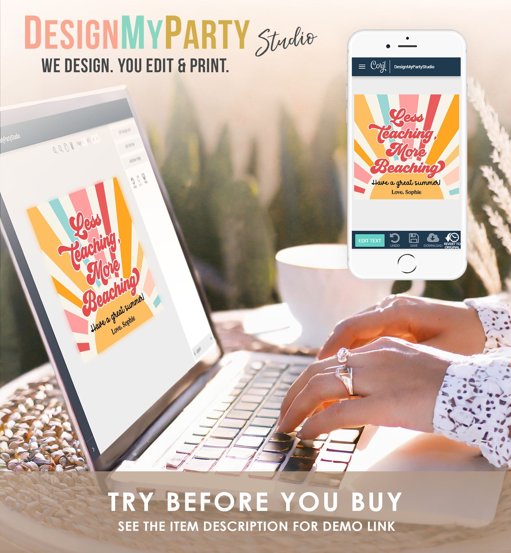 Editable Summer Teacher Appreciation Gift Tag Kids Less Teaching More Beaching Tag End Of School Year Tag Digital Template Printable 0464