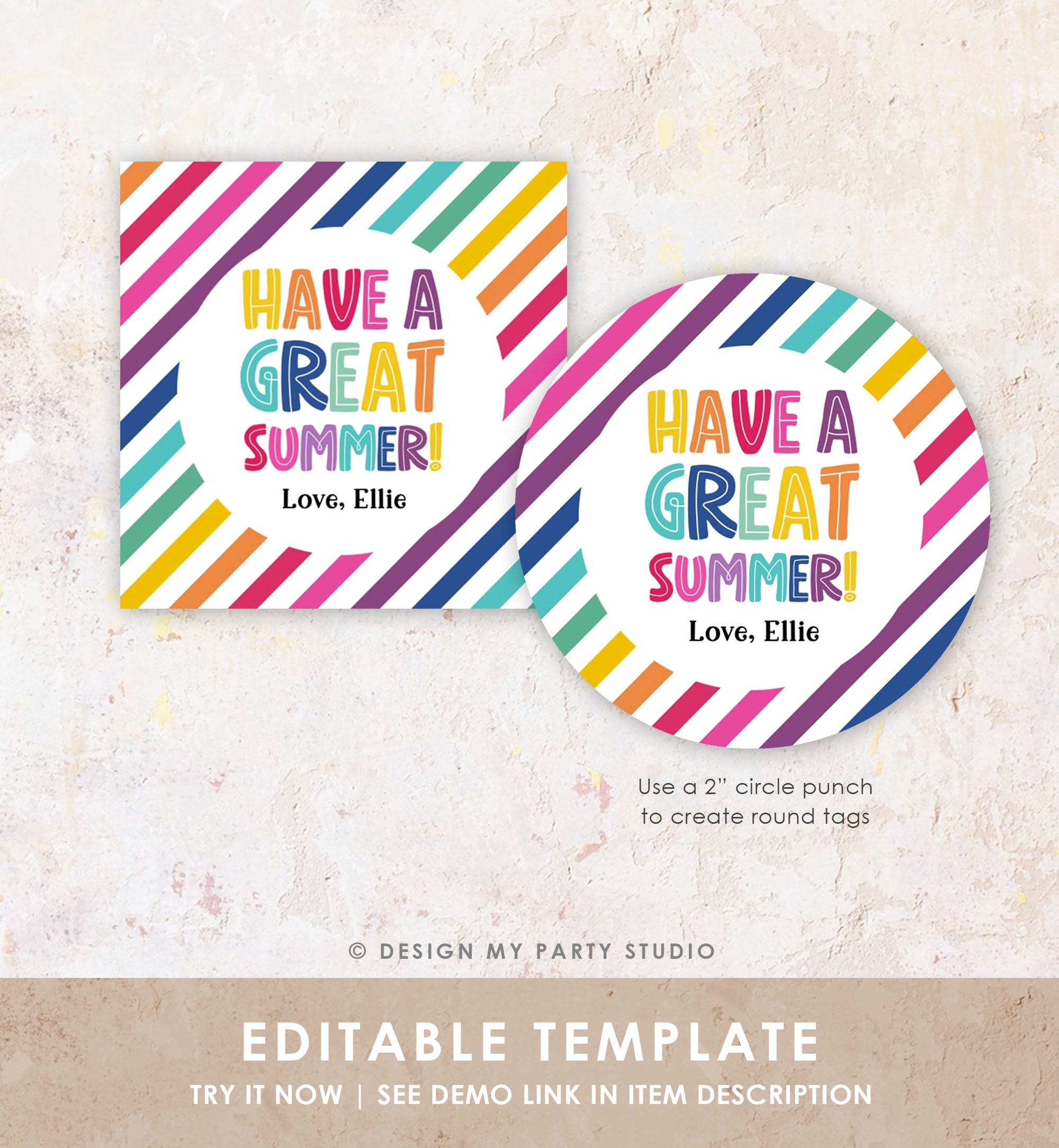 Editable Summer Teacher Thank You Gift Tag Kids Last Day of School Classmate Tag End Of School Year Tag Preschool Template Printable 0464