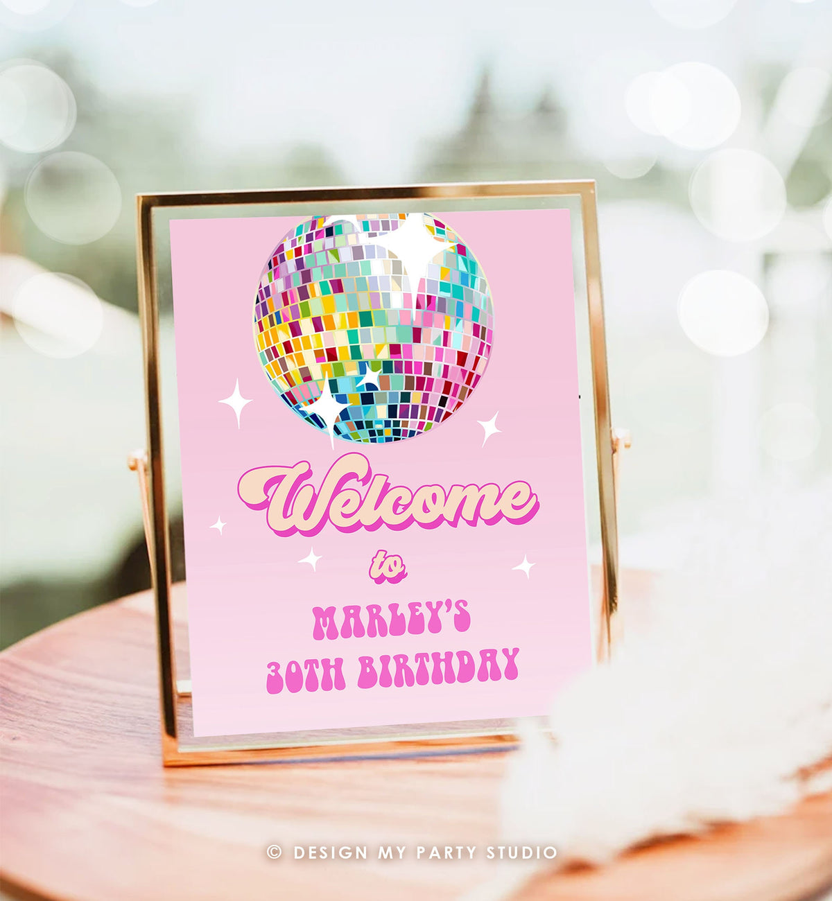 Editable Disco Birthday Party Welcome Sign Disco Party Birthday Adult Let&#39;s Disco 70s Retro Pink Dance Decor Corjl Template Printable 0501