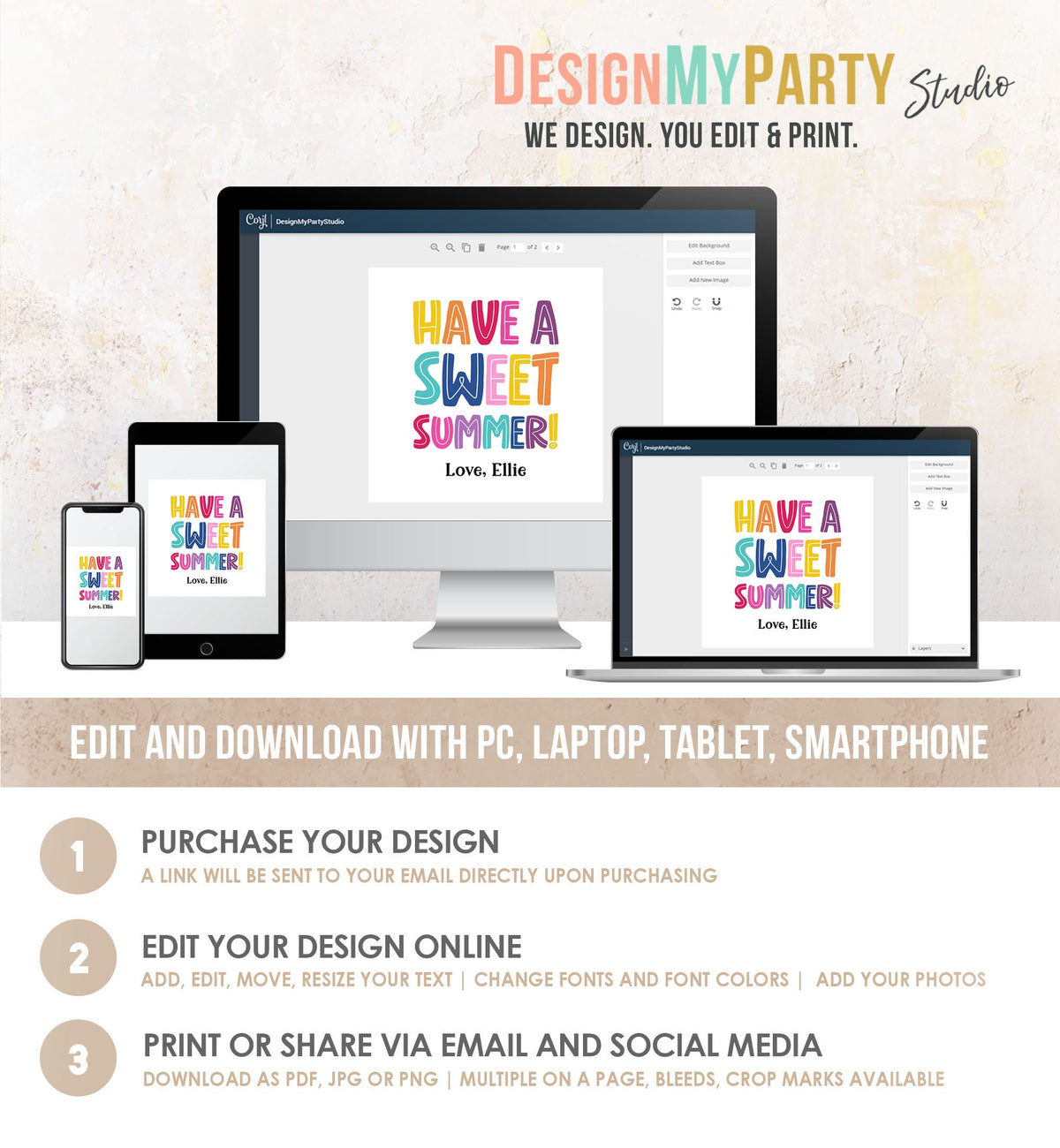 Editable Last Day of School Tag Sweet Summer Teacher Thank You Gift Tag Kids Classmate End Of School Year Preschool Template Printable 0464