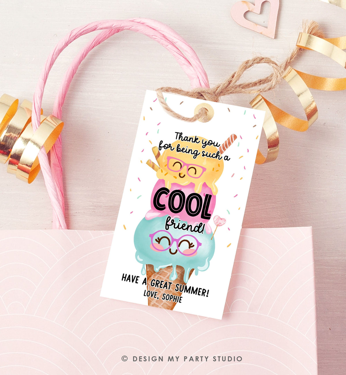 Editable Last Day of School Tag Cool Friend Ice Tag Summer End Of School Year Ice Cream Cool Treat Summer Digital Template Printable 0464