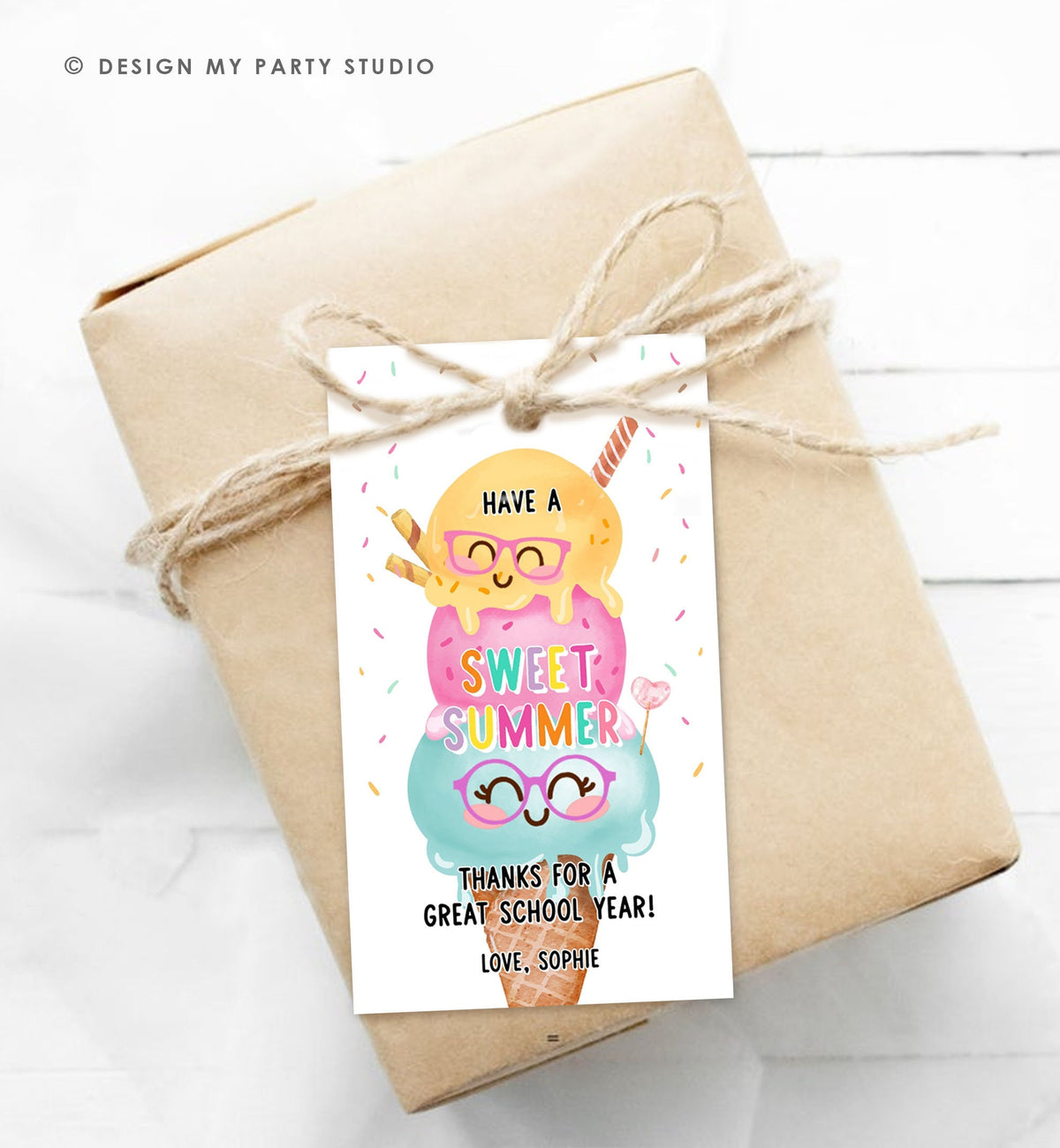 Editable Last Day of School Tag Sweet Summer Teacher Thank You Gift Tag Kids Classmate End Of School Year Preschool Template Printable 0464