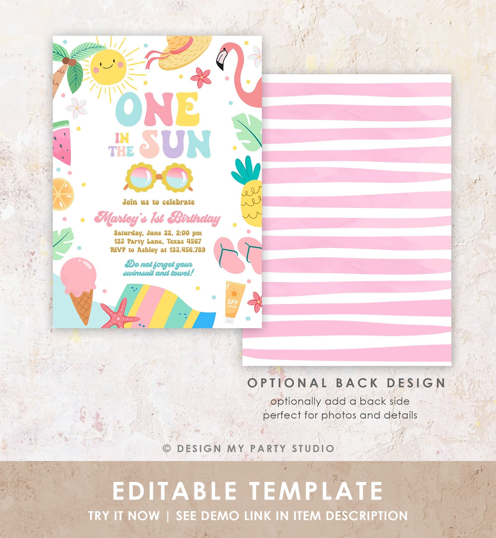 Editable Splish Splash Birthday Invitation Pool Party Girl Summer Waterslide Water Party Pink Digital Download Template Printable 0465