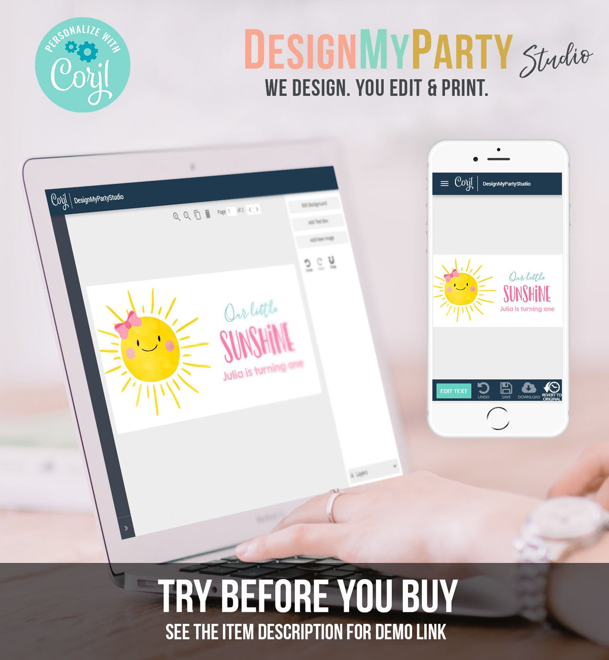 Editable Sunshine Girl Birthday Party Gable Box Favor Label Boho Sun Gift Box Labels Sun First Trip Pink Digital Download Printable 0141