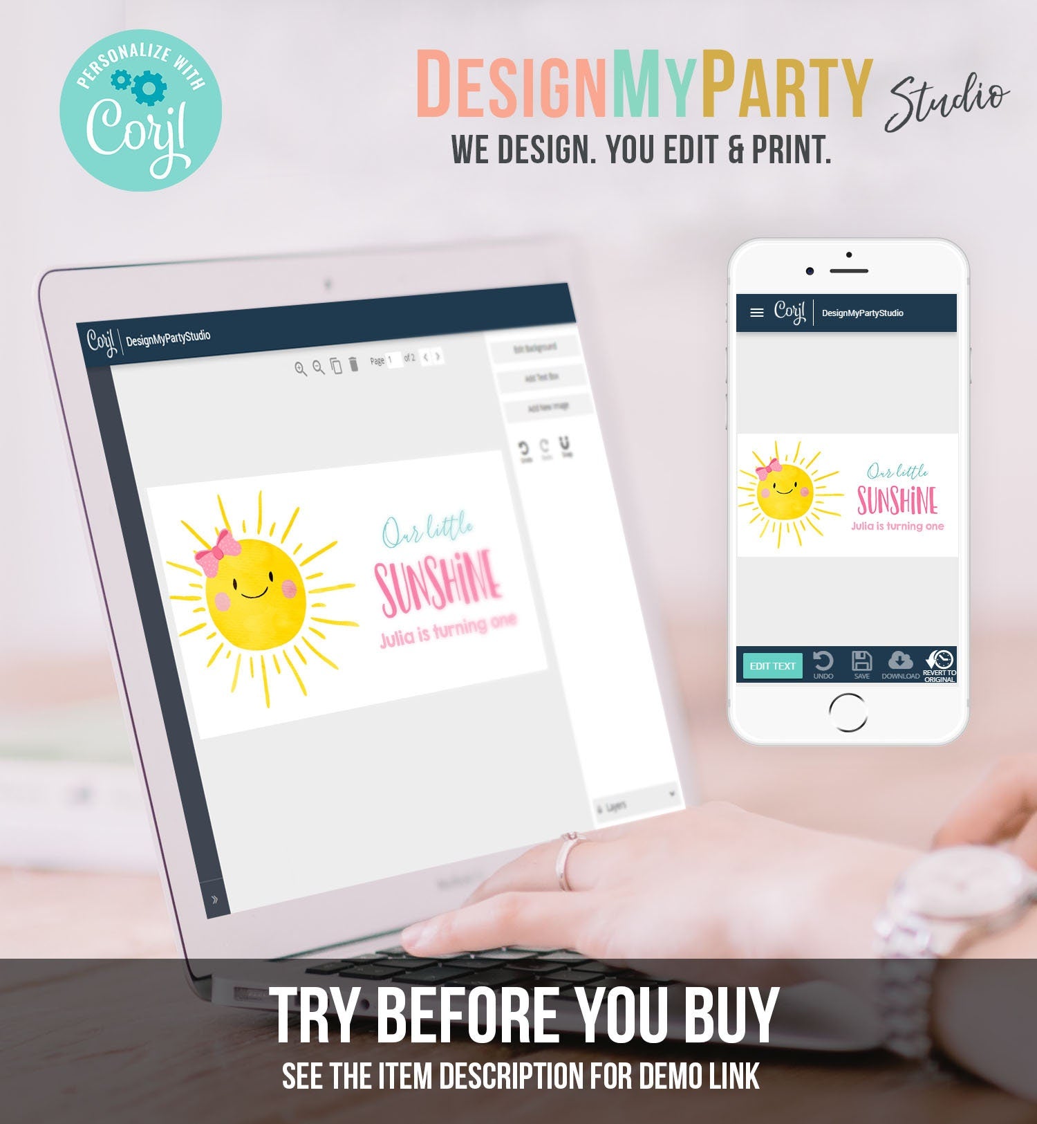 Editable Sunshine Girl Birthday Party Gable Box Favor Label Boho Sun Gift Box Labels Sun First Trip Pink Digital Download Printable 0141