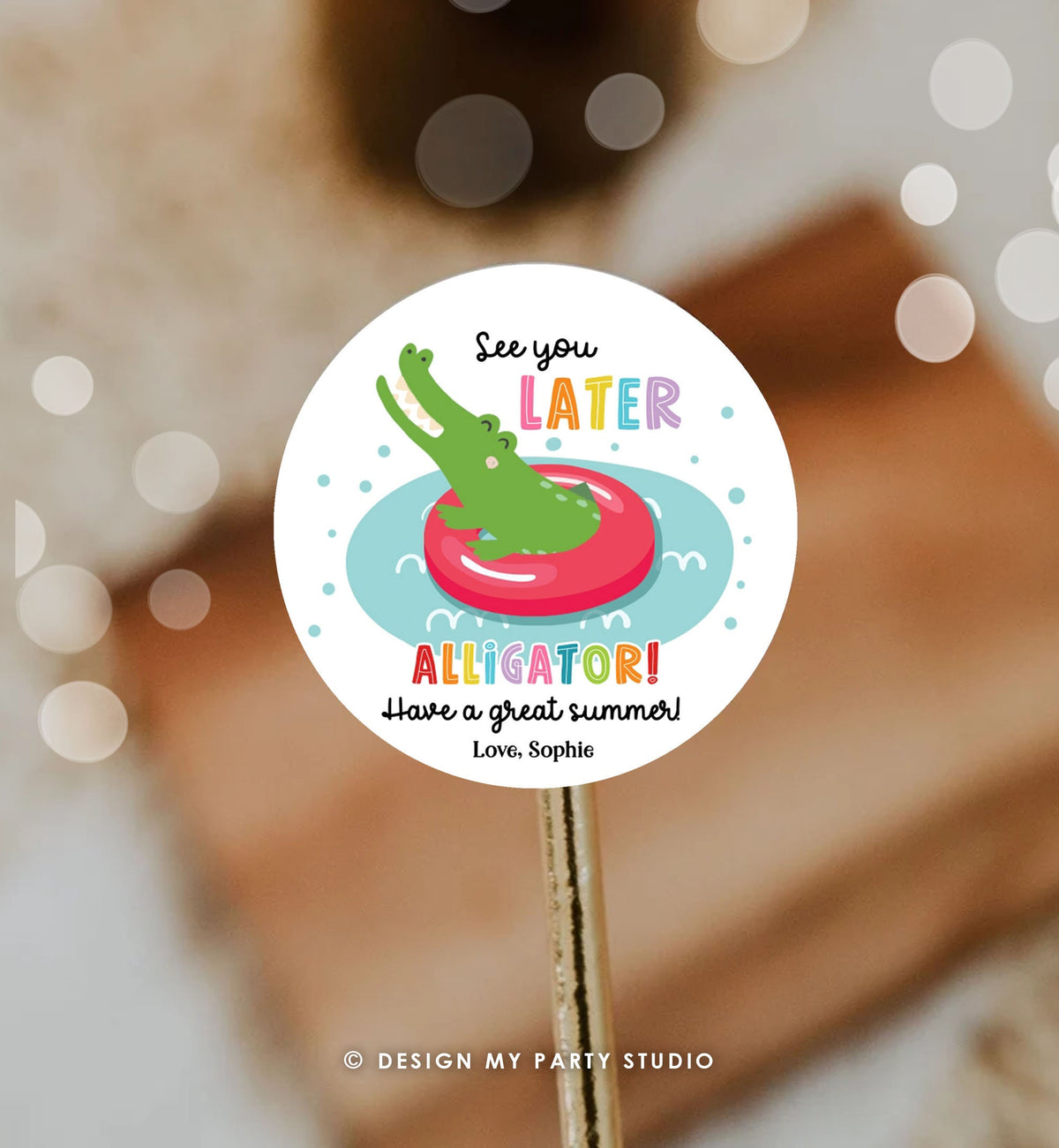 Editable Last Day of School Tag Alligator Summer End Of School Year Tag Summer Party Treat Digital Download Template Printable 0464