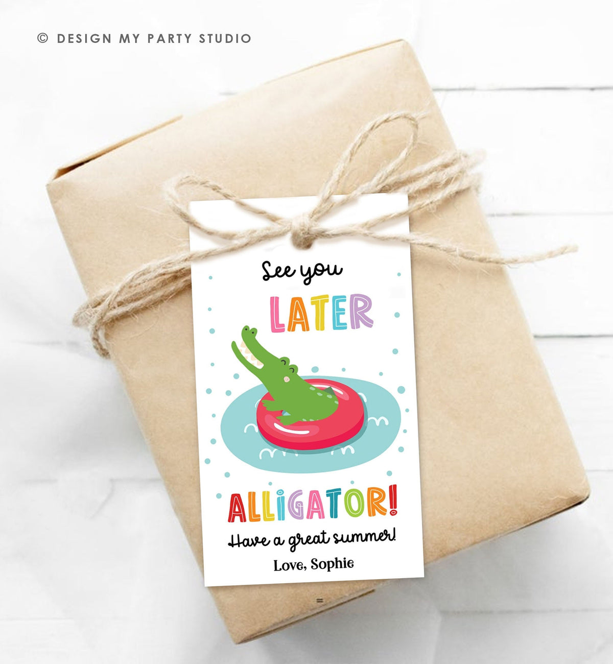 Editable Last Day of School Tag Alligator Summer End Of School Year Tag Summer Party Treat Corjl Instant Download Template Printable 0464