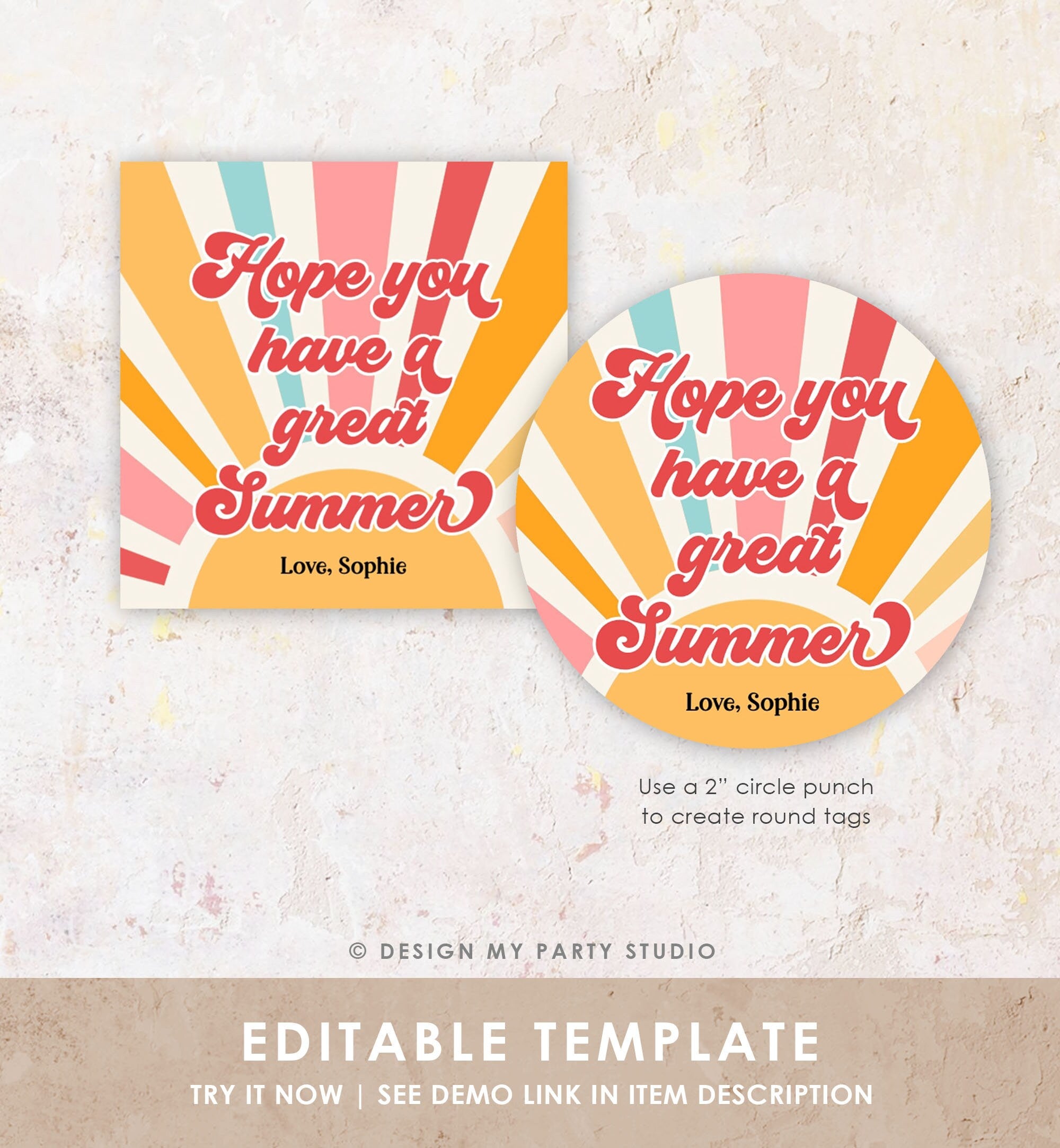 Editable Summer Teacher Thank You Gift Tag Kids Last Day of School Classmate Tag End Of School Year Tag Preschool Template Printable 0464