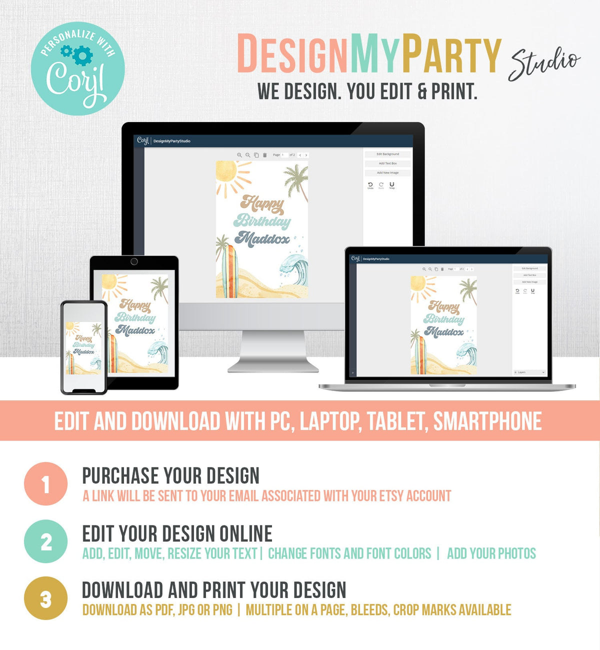 Editable Surf Party Juice Pouch Labels Surf Birthday The Big One Surfing Beach Party Boy Retro Digital Download Template Printable 0433