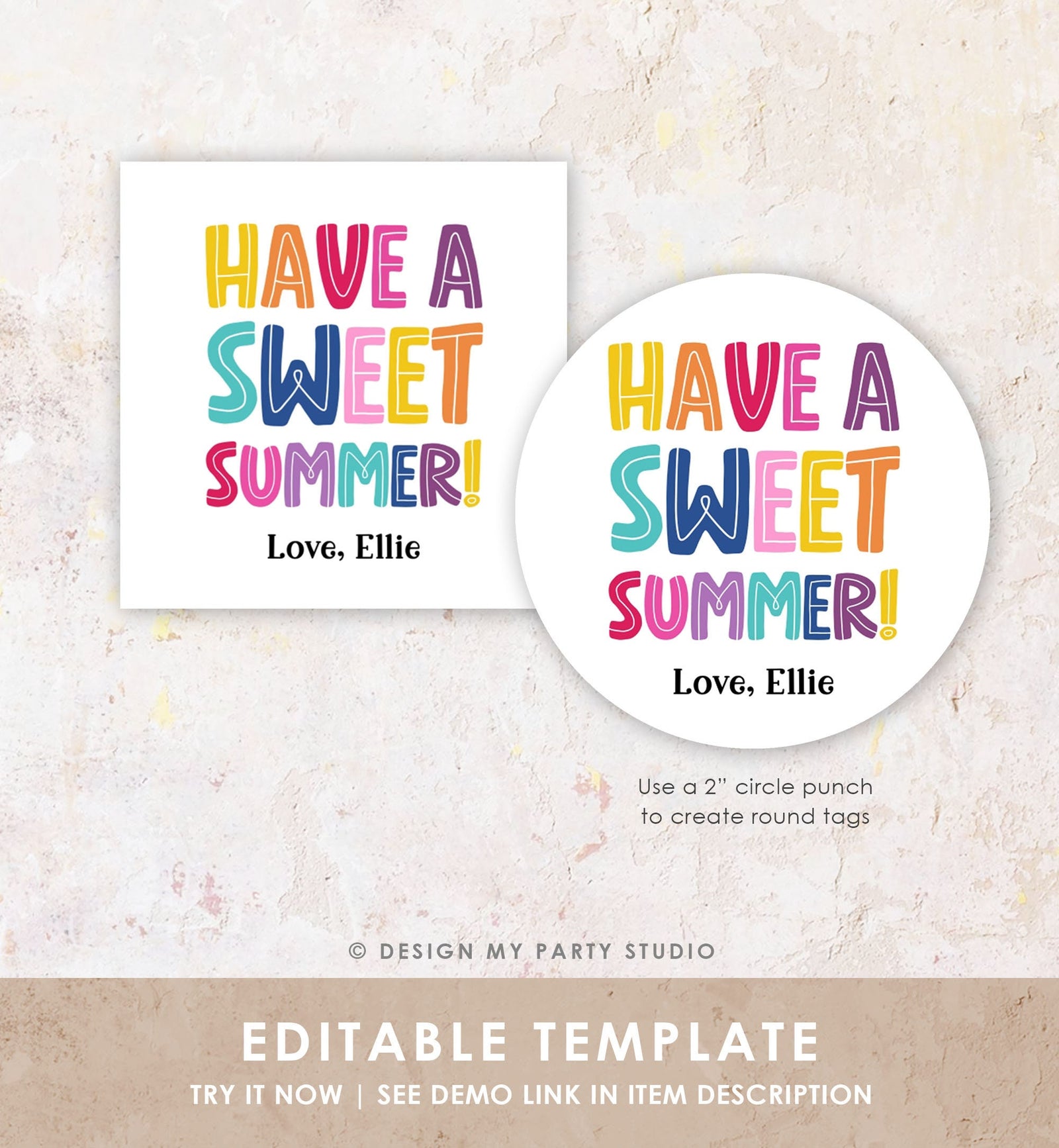 Editable Last Day of School Tag Sweet Summer Teacher Thank You Gift Tag Kids Classmate End Of School Year Preschool Template Printable 0464