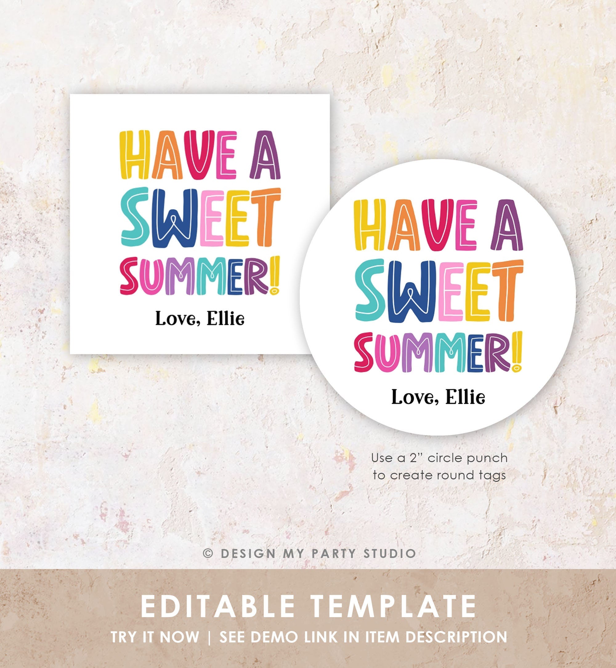 Editable Last Day of School Tag Sweet Summer Teacher Thank You Gift Tag Kids Classmate End Of School Year Preschool Template Printable 0464