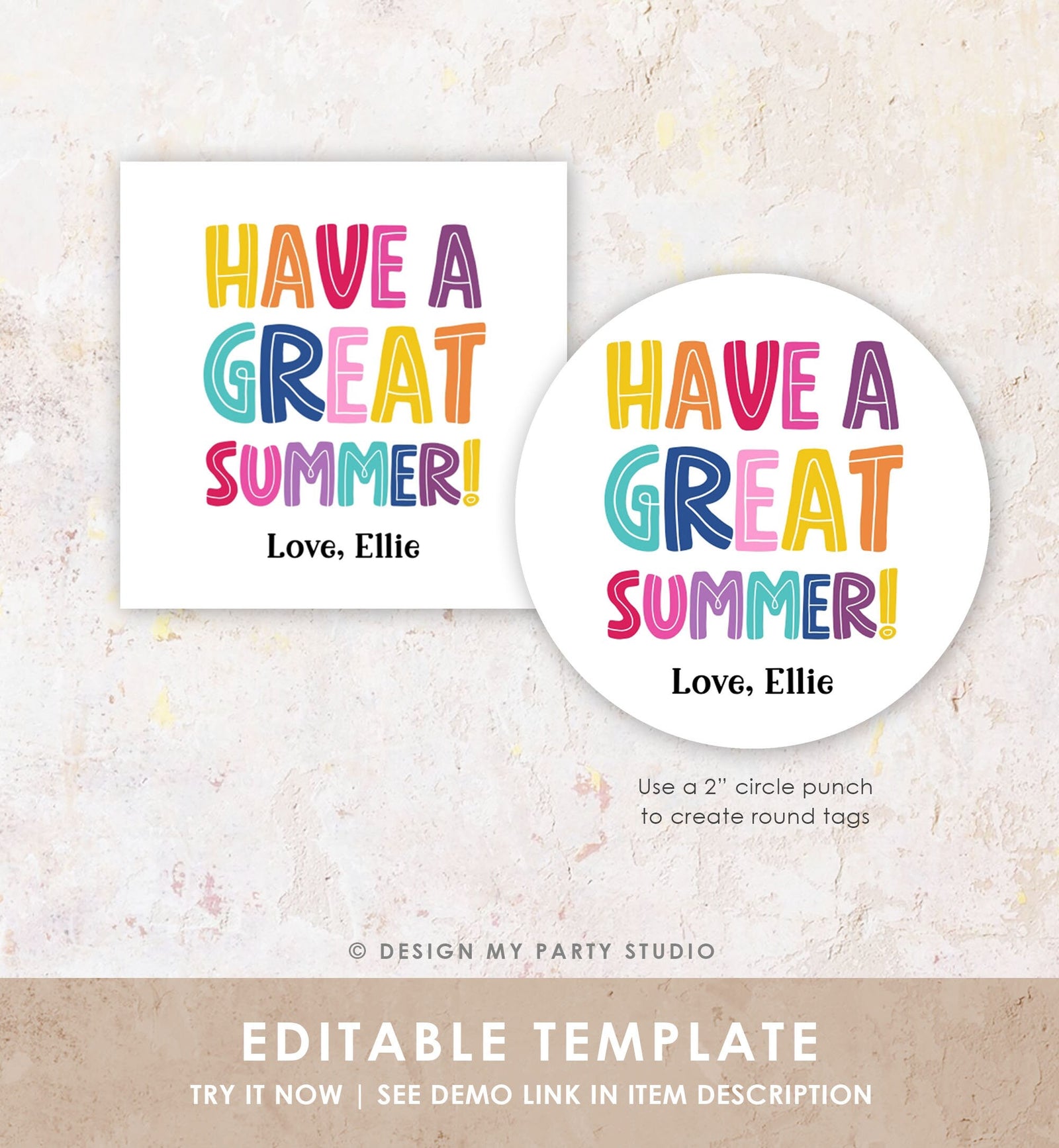 Editable Summer Teacher Thank You Gift Tag Kids Last Day of School Classmate Tag End Of School Year Tag Preschool Template Printable 0464