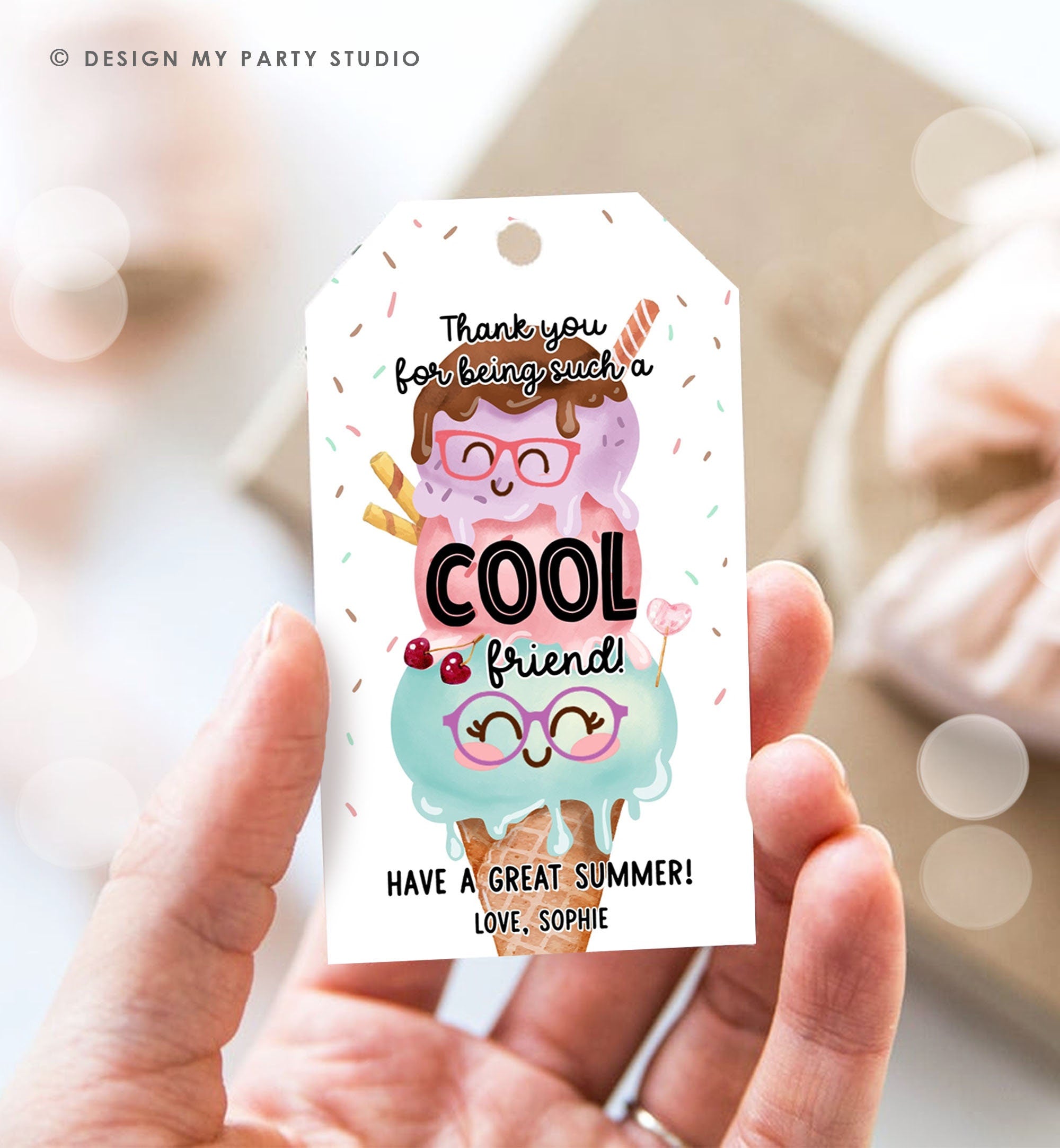 Editable Last Day of School Tag Cool Friend Ice Tag Summer End Of School Year Tag Freeze Cool Treat Summer Digital Template Printable 0464